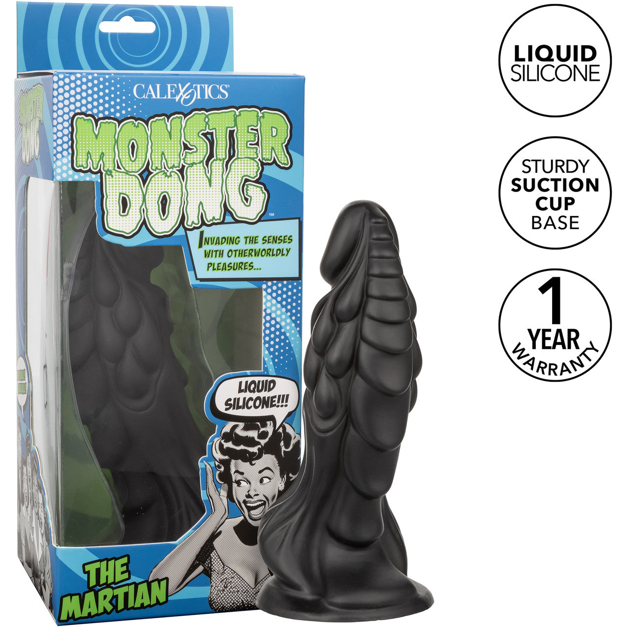 Monster Dong The Martian 7.75" Silicone Suction Cup Dildo By CalExotics - Black