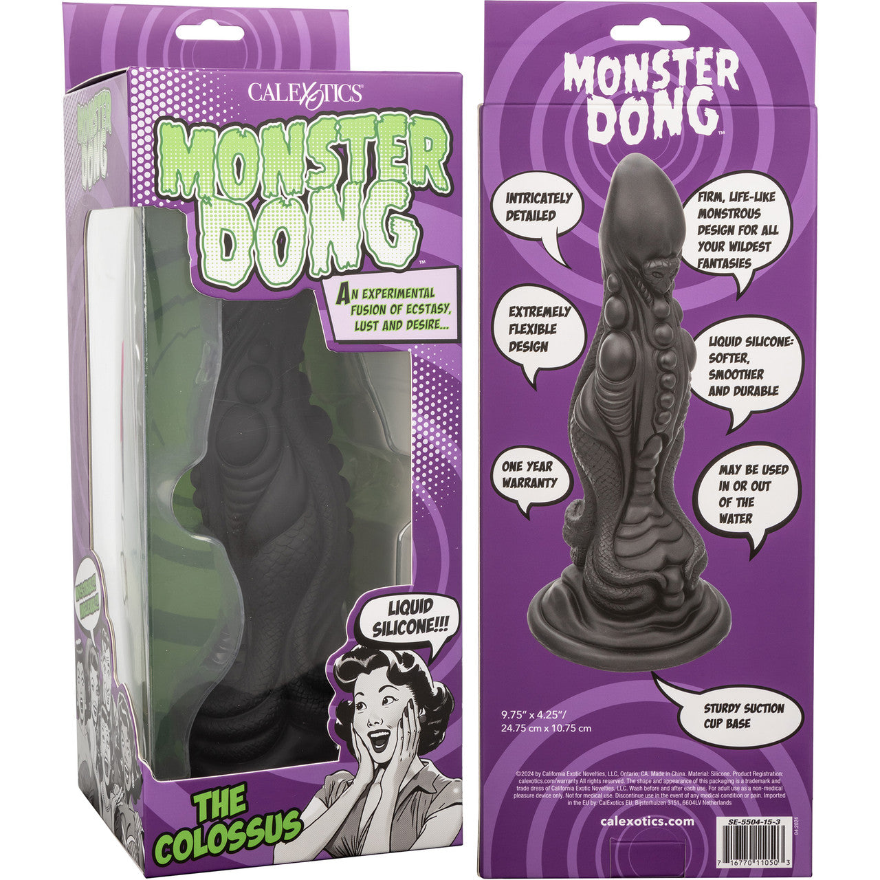 Monster Dong The Colossus 9.75" Silicone Suction Cup Dildo By CalExotics - Black