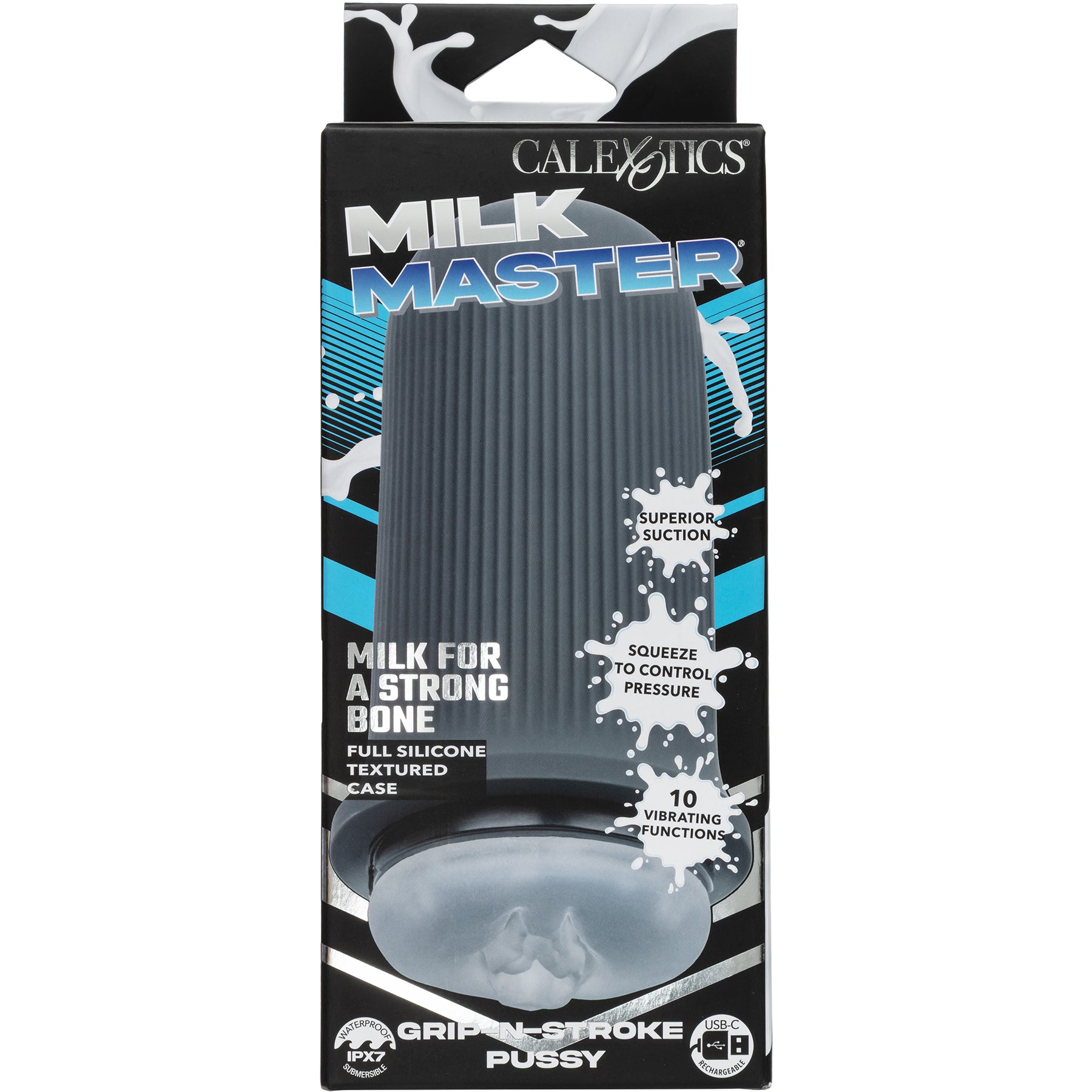 Milk Master™ Grip-N-Stroke Pussy Rechargeable Vibrating Penis Masturbator