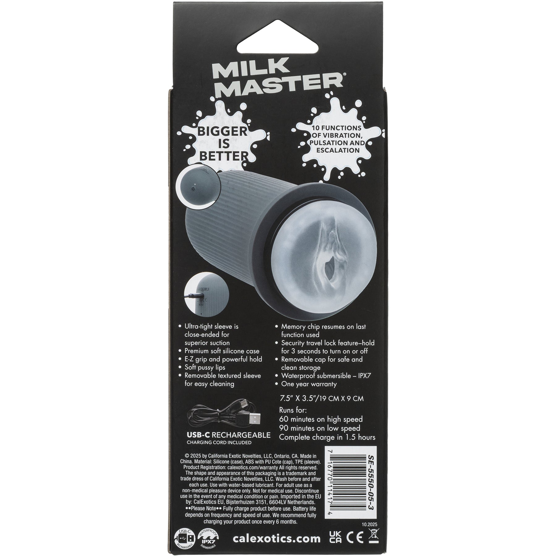 Milk Master™ Grip-N-Stroke Pussy Rechargeable Vibrating Penis Masturbator