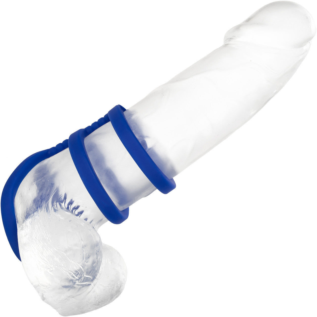 Admiral Triple Silicone Cock Cage & Ring By CalExotics - Blue