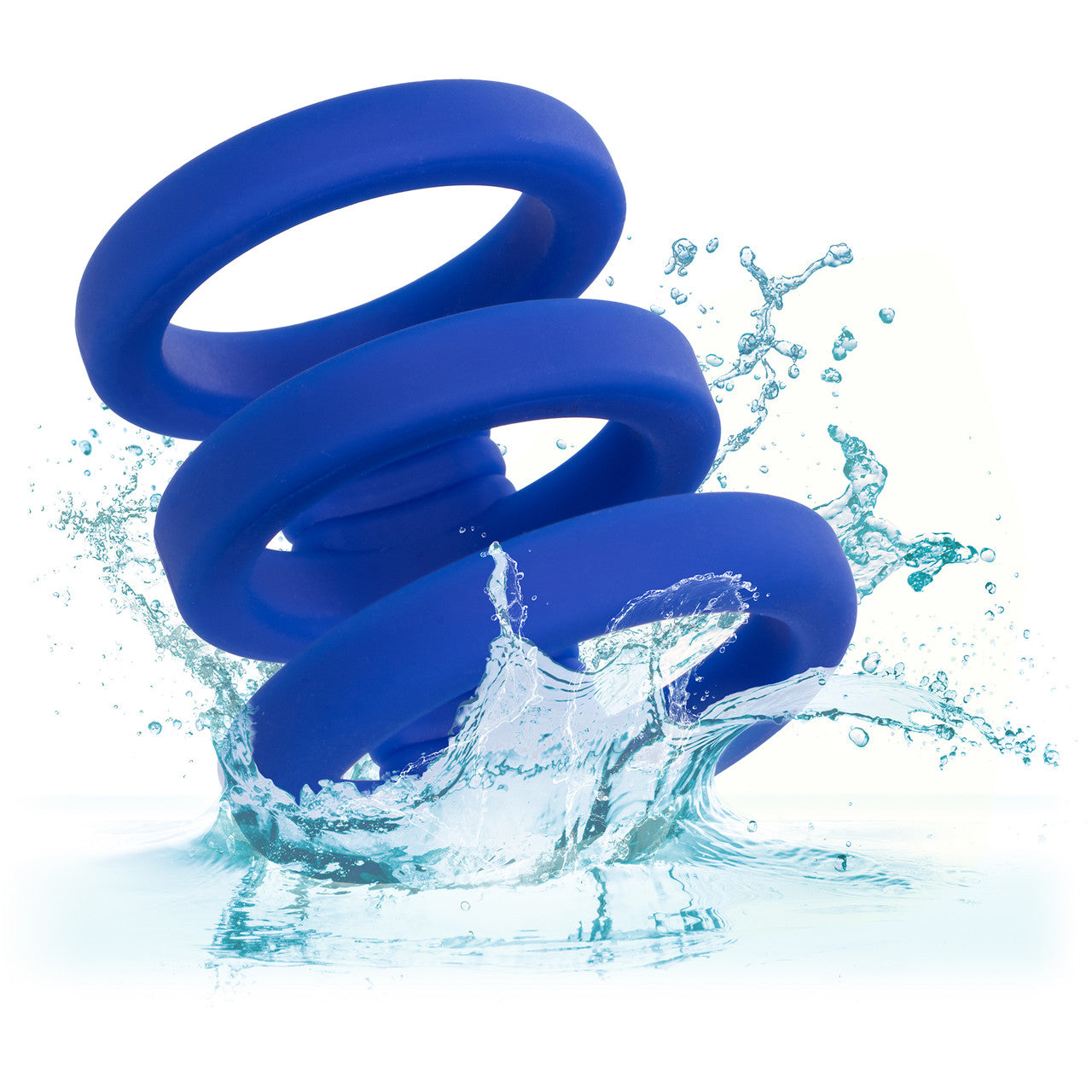 Admiral Triple Silicone Cock Cage & Ring By CalExotics - Blue