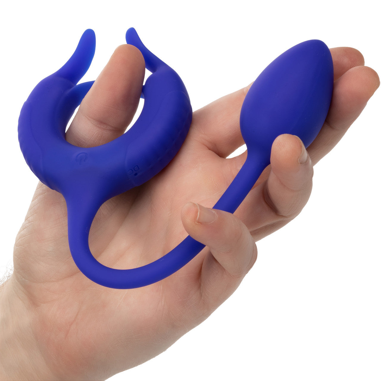 Admiral Plug And Play Weighted Silicone Vibrating Cock Ring By CalExotics - Blue