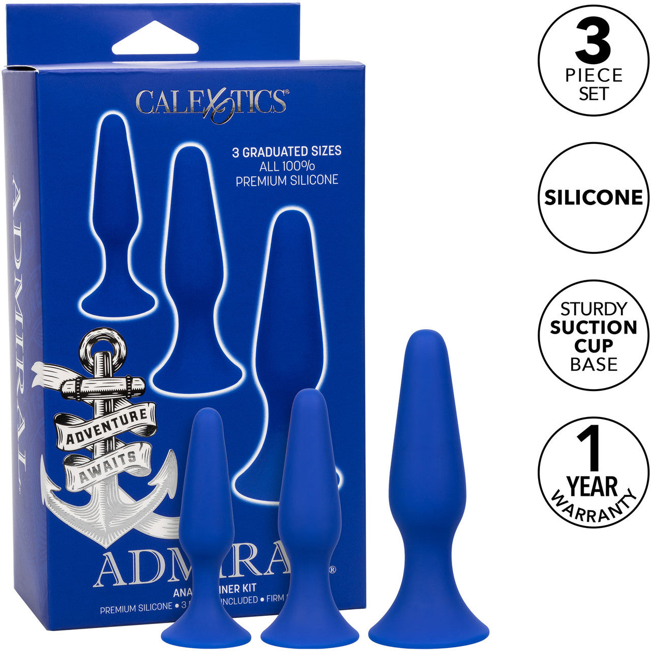 Admiral 3-Piece Silicone Anal Trainer Kit By CalExotics - Blue