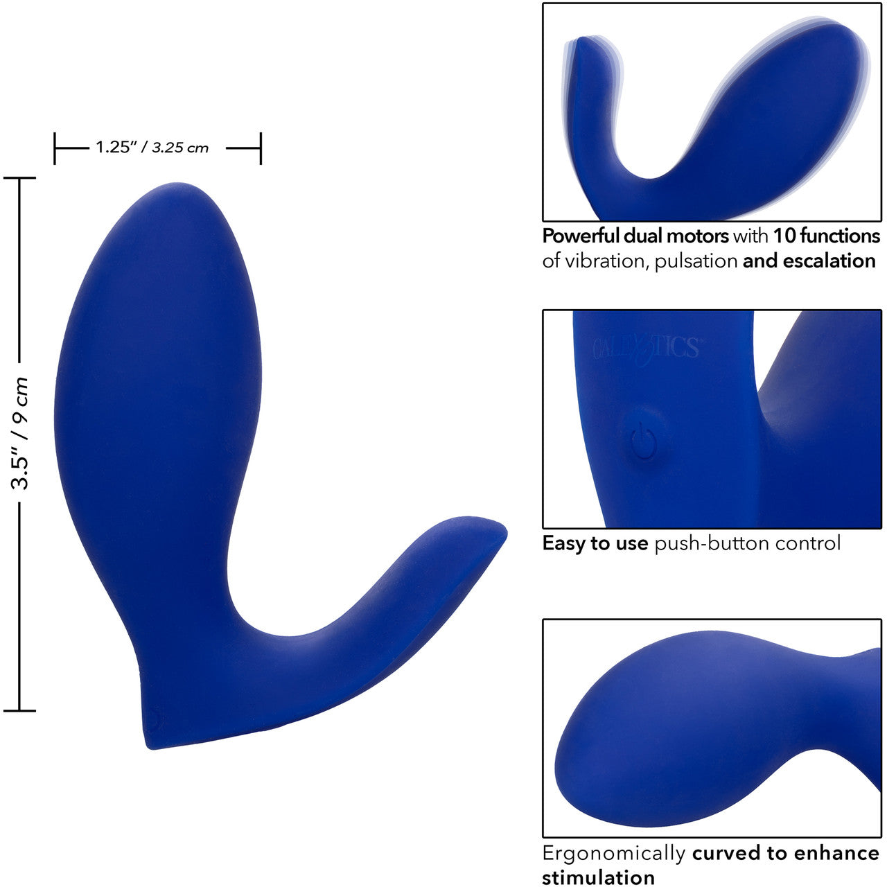 Admiral Prostate Rimming Rechargeable Vibrating Silicone Probe by CalExotics - Blue