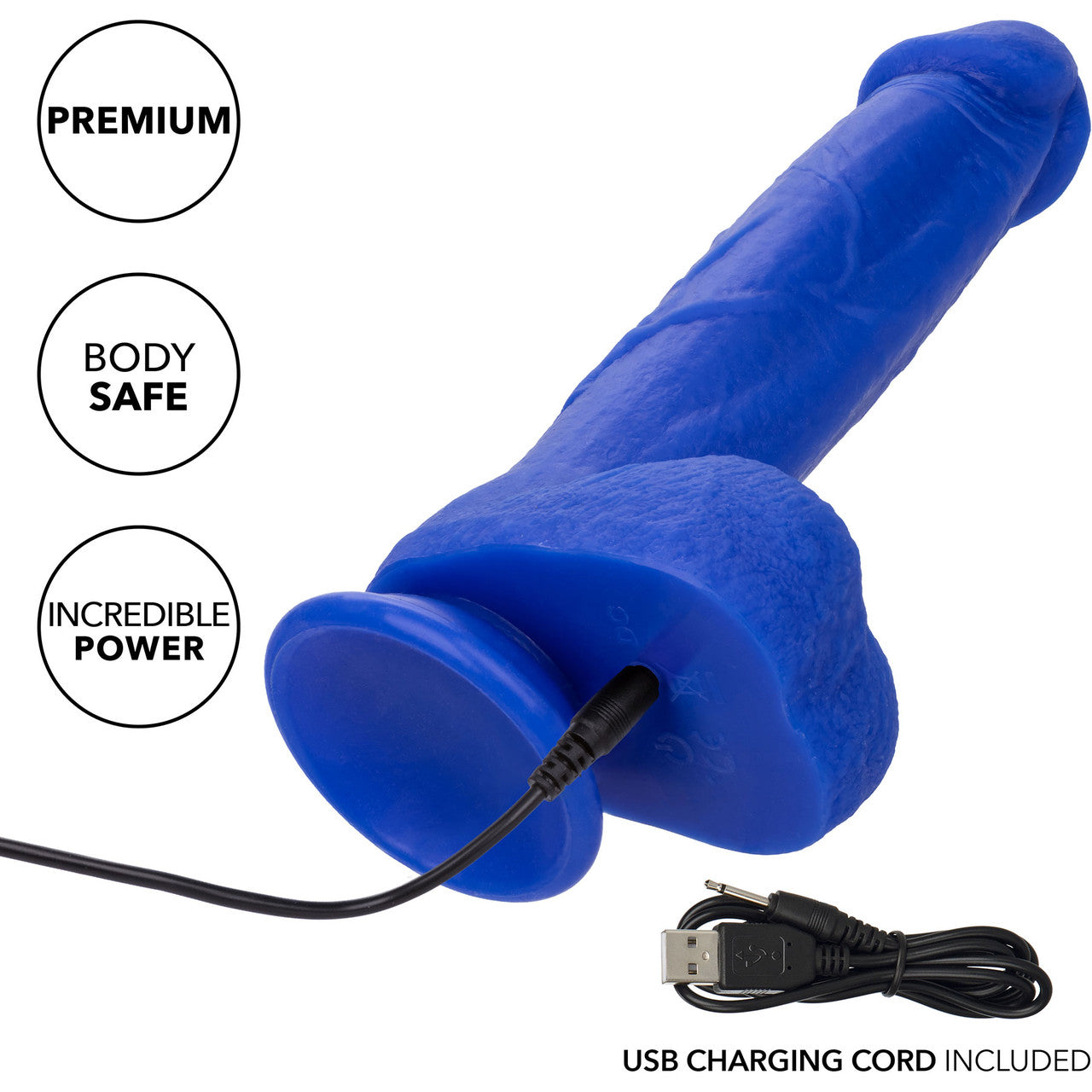 Admiral Captain 8" Rechargeable Waterproof Vibrating Silicone Suction Cup Dildo By CalExotics - Blue