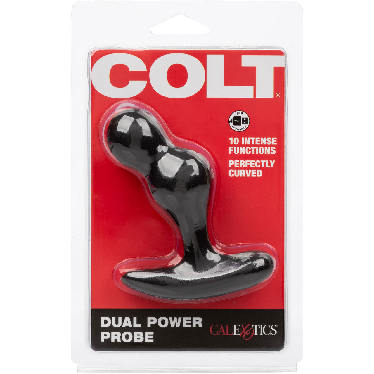 COLT Dual Power Probe Rechargeable Waterproof Silicone Anal Vibrator - Black