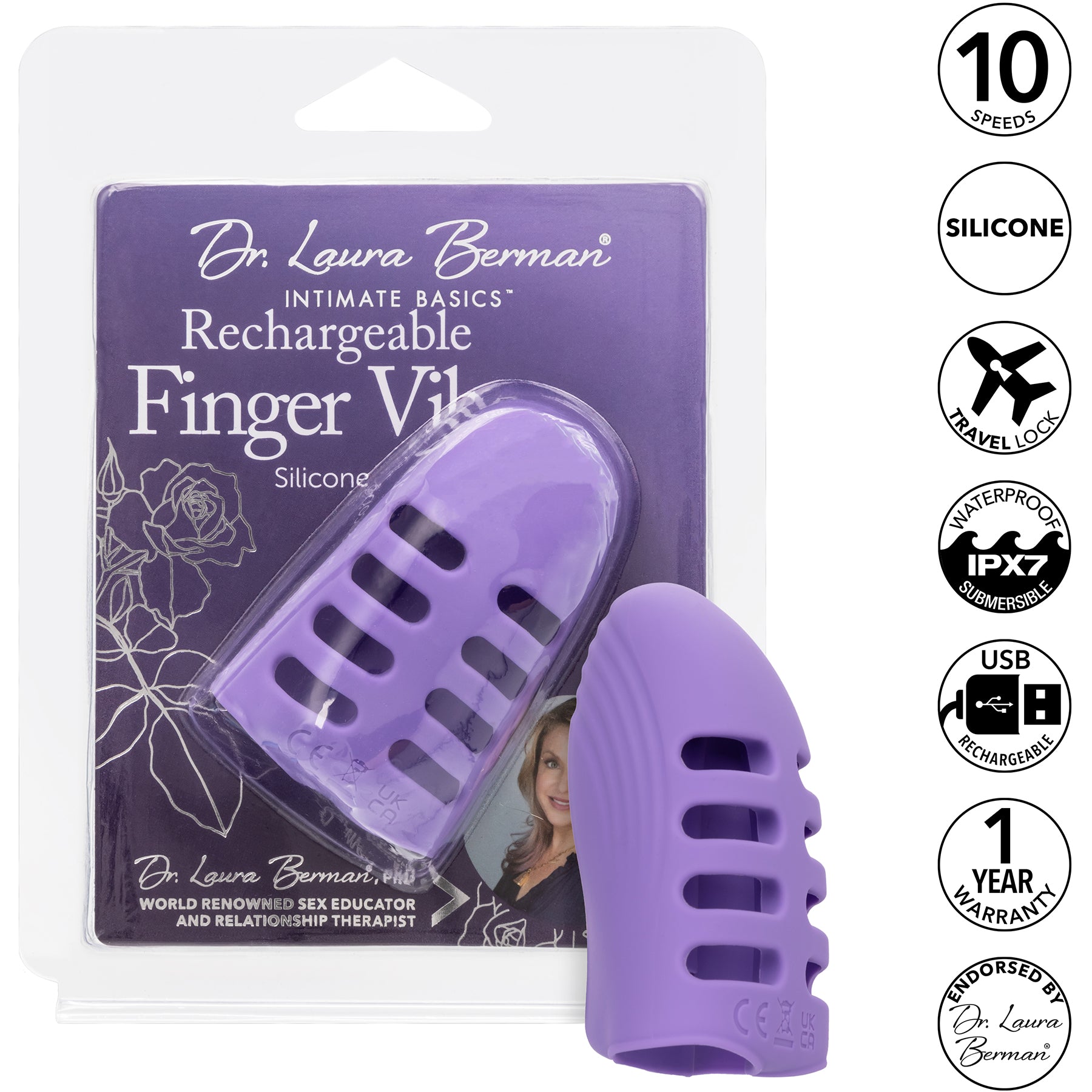 Dr. Laura Berman® Rechargeable Silicone Finger Vibrator