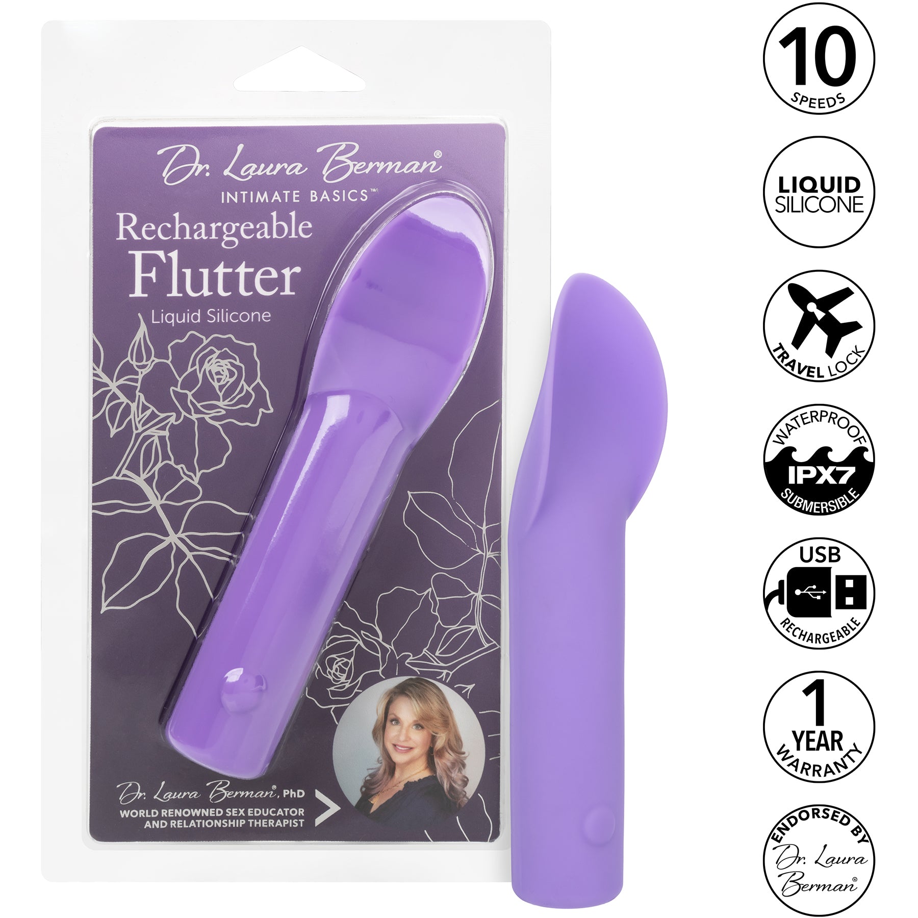 Dr. Laura Berman® Rechargeable Silicone Flutter Vibrator