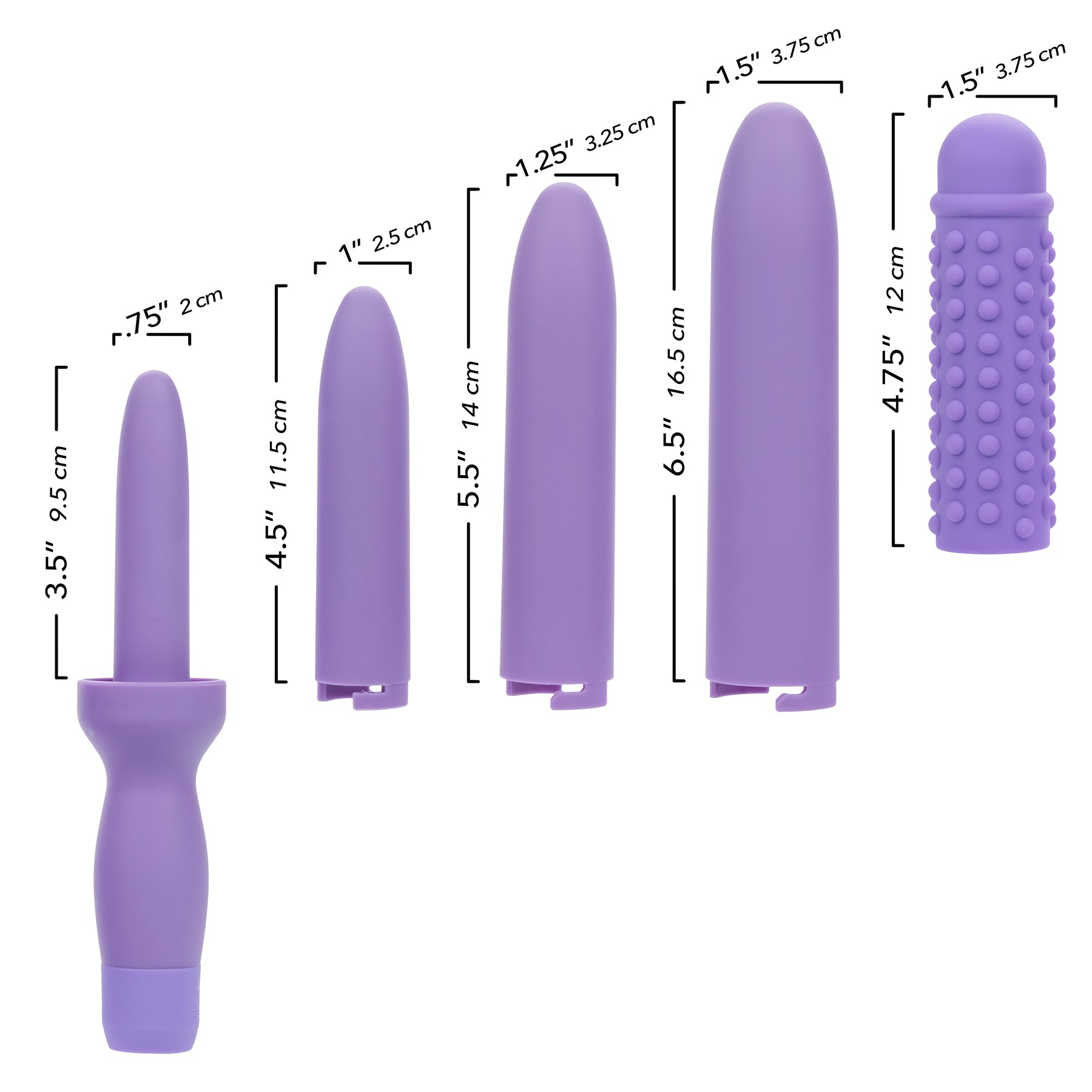 Dr. Laura Berman® Rechargeable Dilators™ Set of 4 Locking Sizes Plus Sleeve