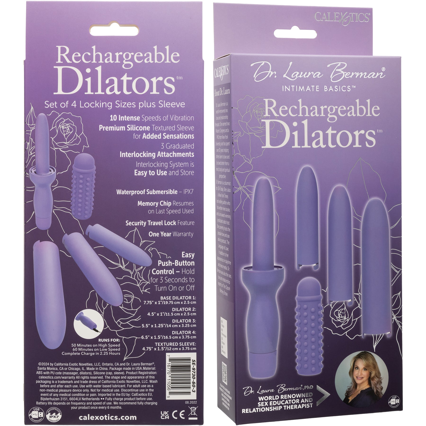 Dr. Laura Berman® Rechargeable Dilators™ Set of 4 Locking Sizes Plus Sleeve