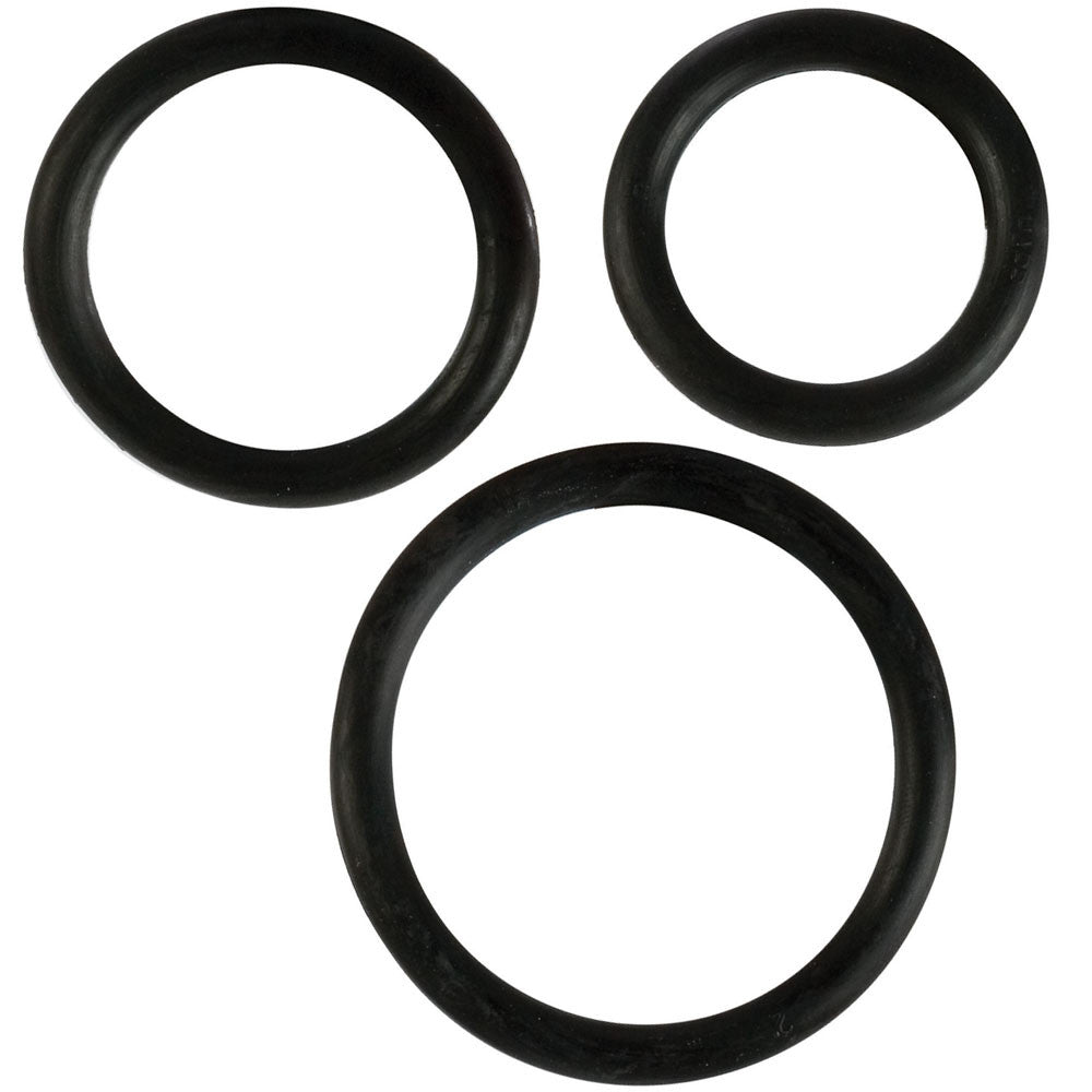 CalExotics Rubber Ring 3 Piece Cock Ring Set - Black