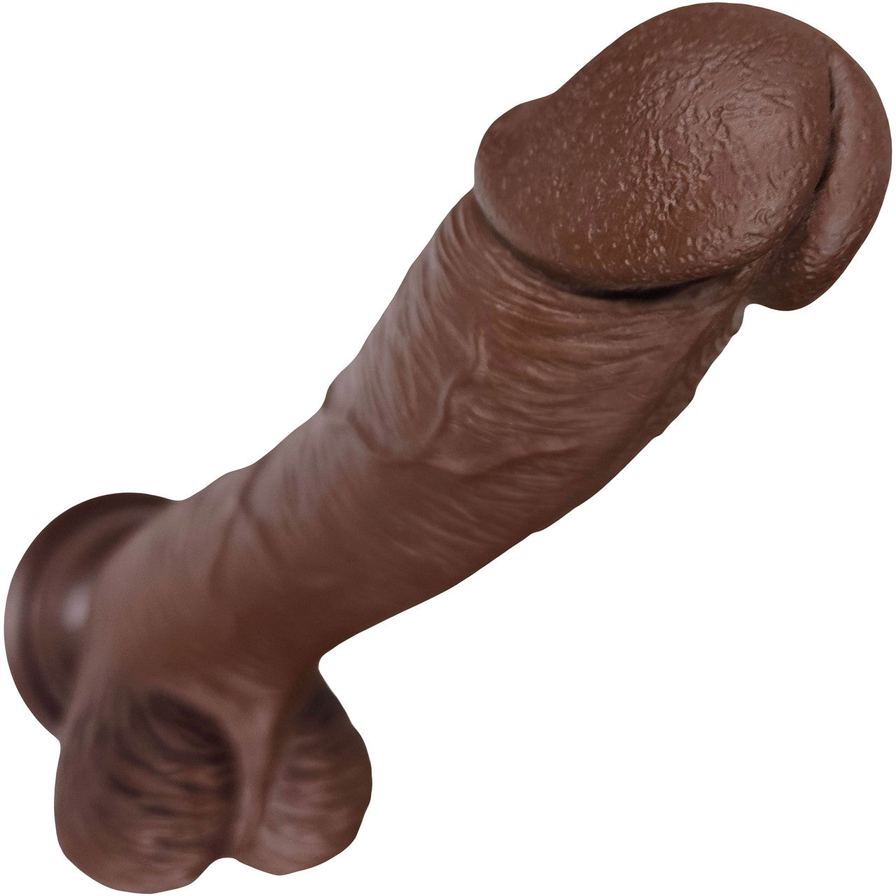 The Seaman 7.5 Inch Silicone Realistic Dildo With Balls & Suction Cup Base By Fukena - Chocolate