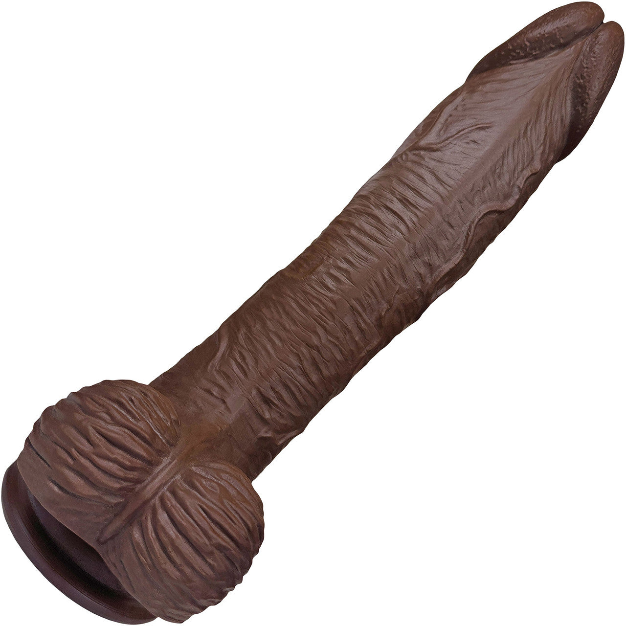 The Seaman 7.5 Inch Silicone Realistic Dildo With Balls & Suction Cup Base By Fukena - Chocolate