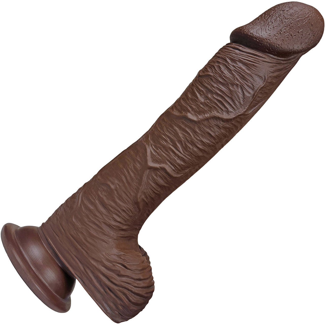 The Seaman 7.5 Inch Silicone Realistic Dildo With Balls & Suction Cup Base By Fukena - Chocolate