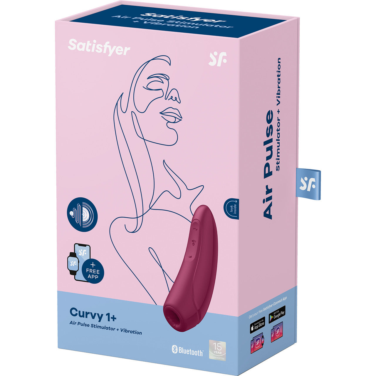 Satisfyer Curvy 1+ Pressure Wave Waterproof Rechargeable Clitoral Stimulator - Red