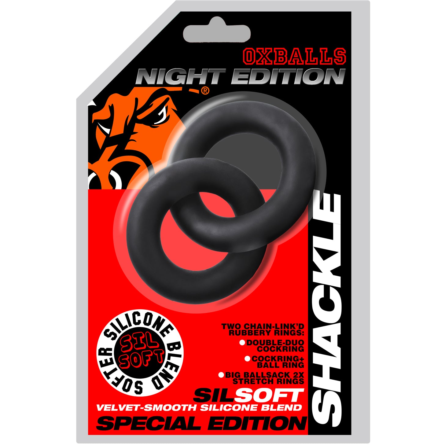 Oxballs Shackle Linked Cock Rings - Night Edition