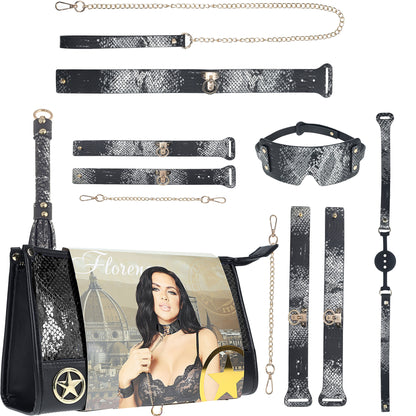 Ouch! Florence Collection - 9 Piece Bondage Kit With Bag - Black