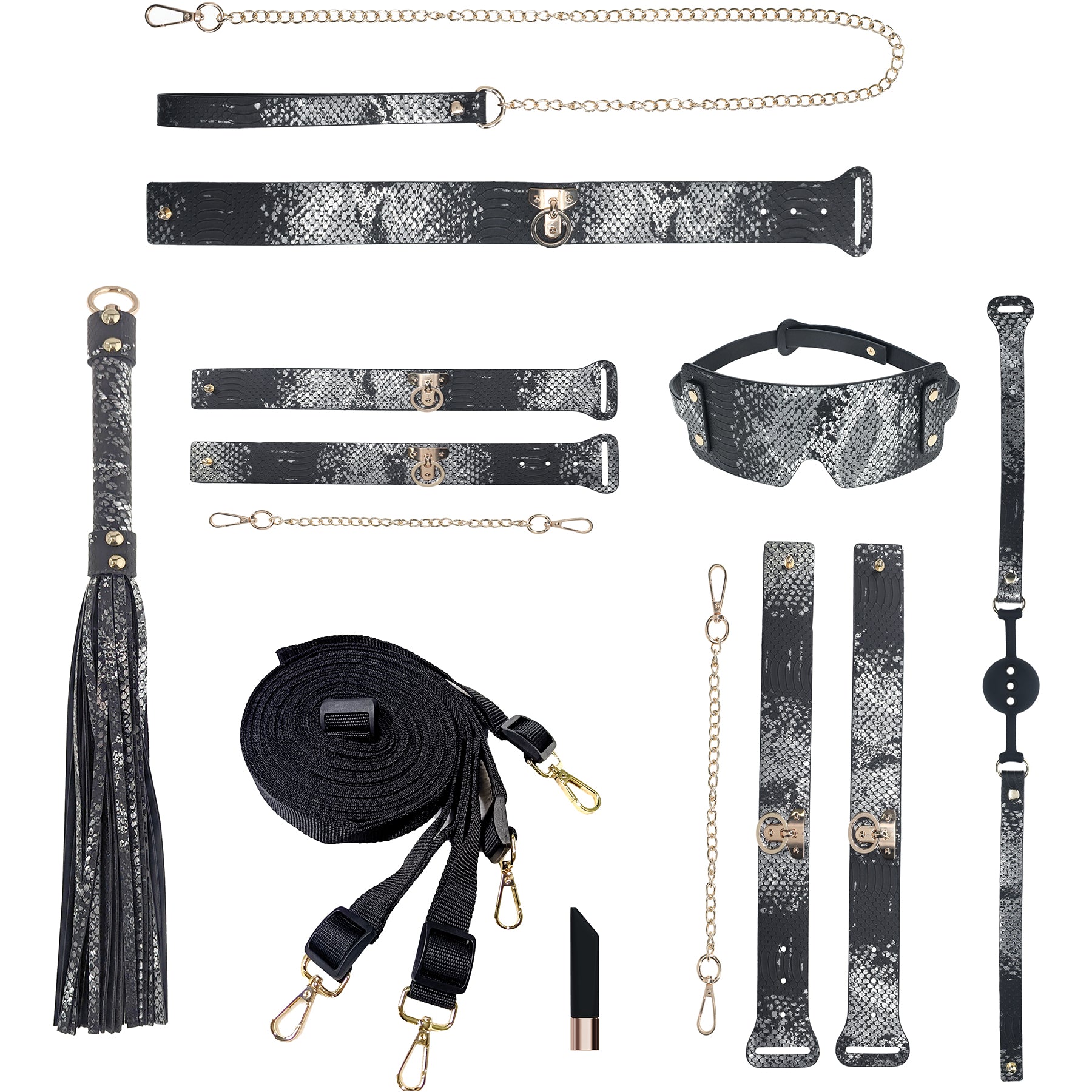 Ouch! Florence Collection - 9 Piece Bondage Kit With Bag - Black