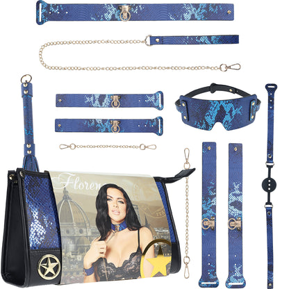 Ouch! Florence Collection - 9 Piece Bondage Kit With Bag - Blue