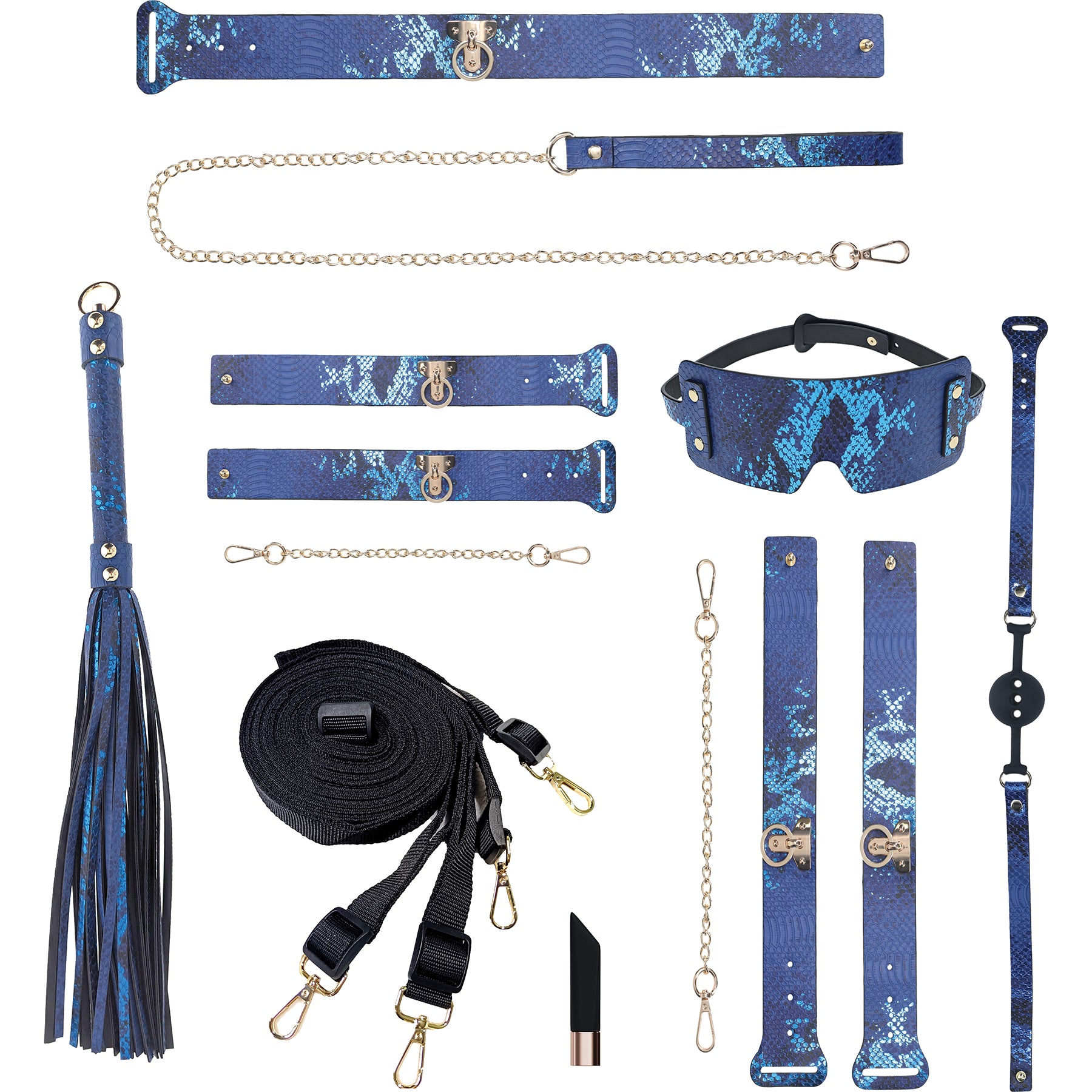 Ouch! Florence Collection - 9 Piece Bondage Kit With Bag - Blue