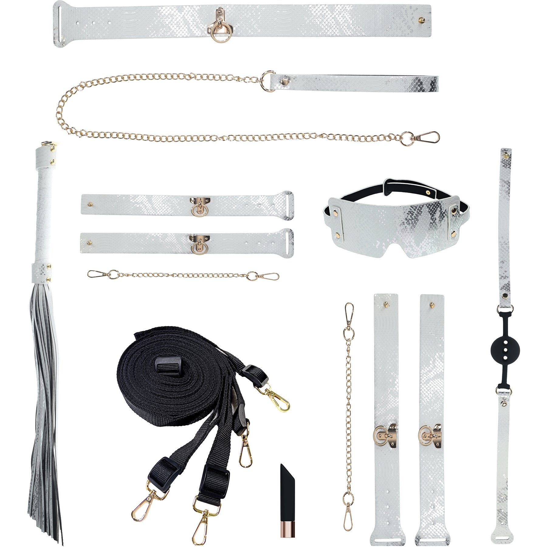 Ouch! Florence Collection - 9 Piece Bondage Kit With Bag - White