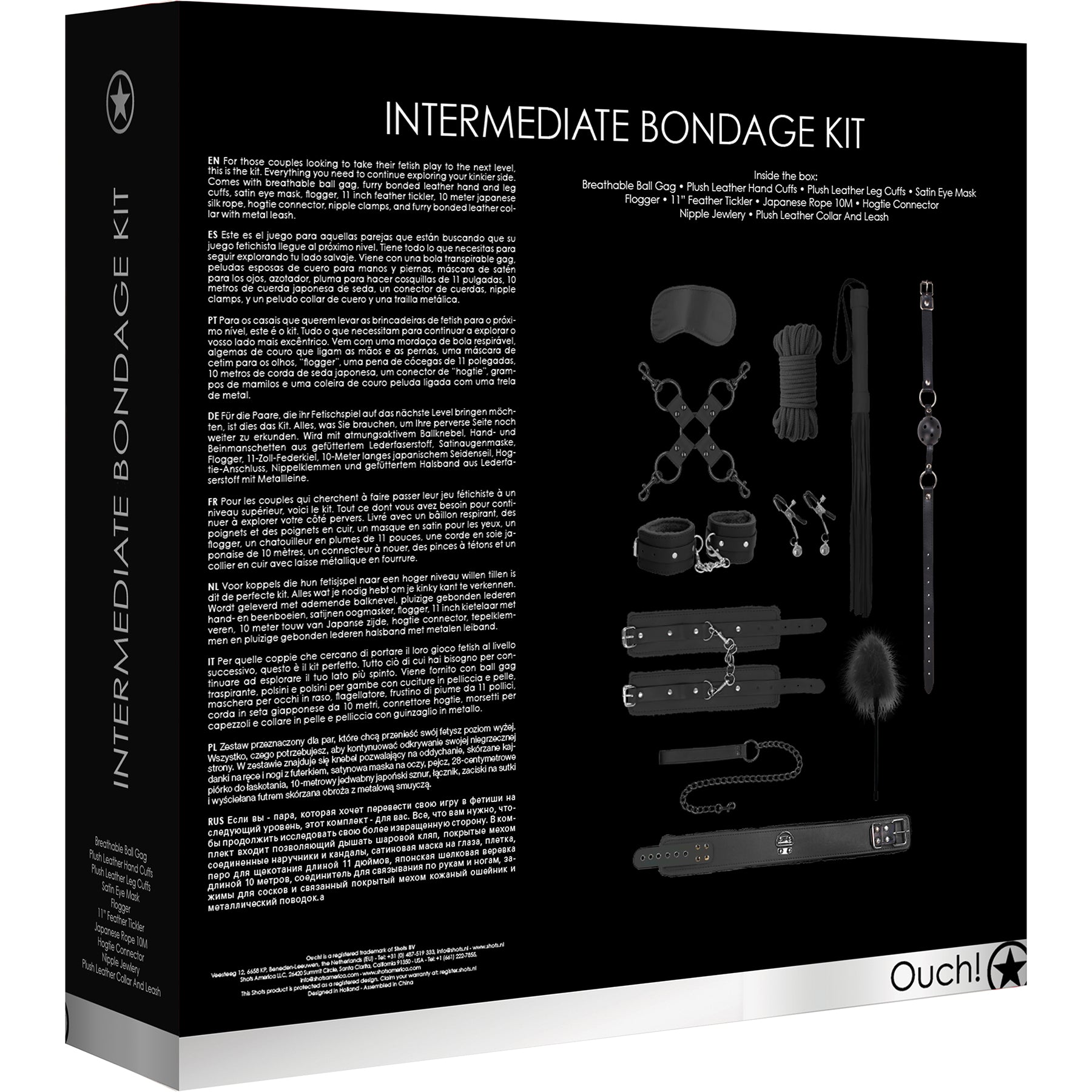 Ouch! Intermediate 10 Piece Bondage Kit - Black