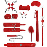 Ouch! Intermediate 10 Piece Bondage Kit - Red