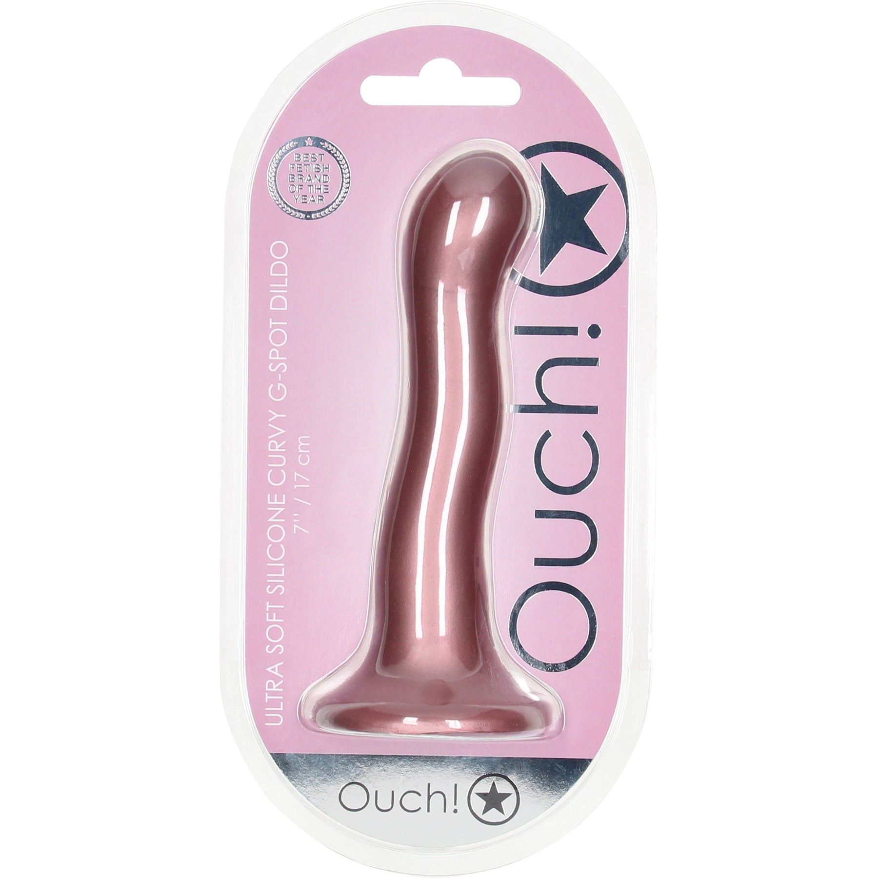 Ouch! 7" Ultra Soft Silicone Curvy G-Spot Dildo - Rose Gold