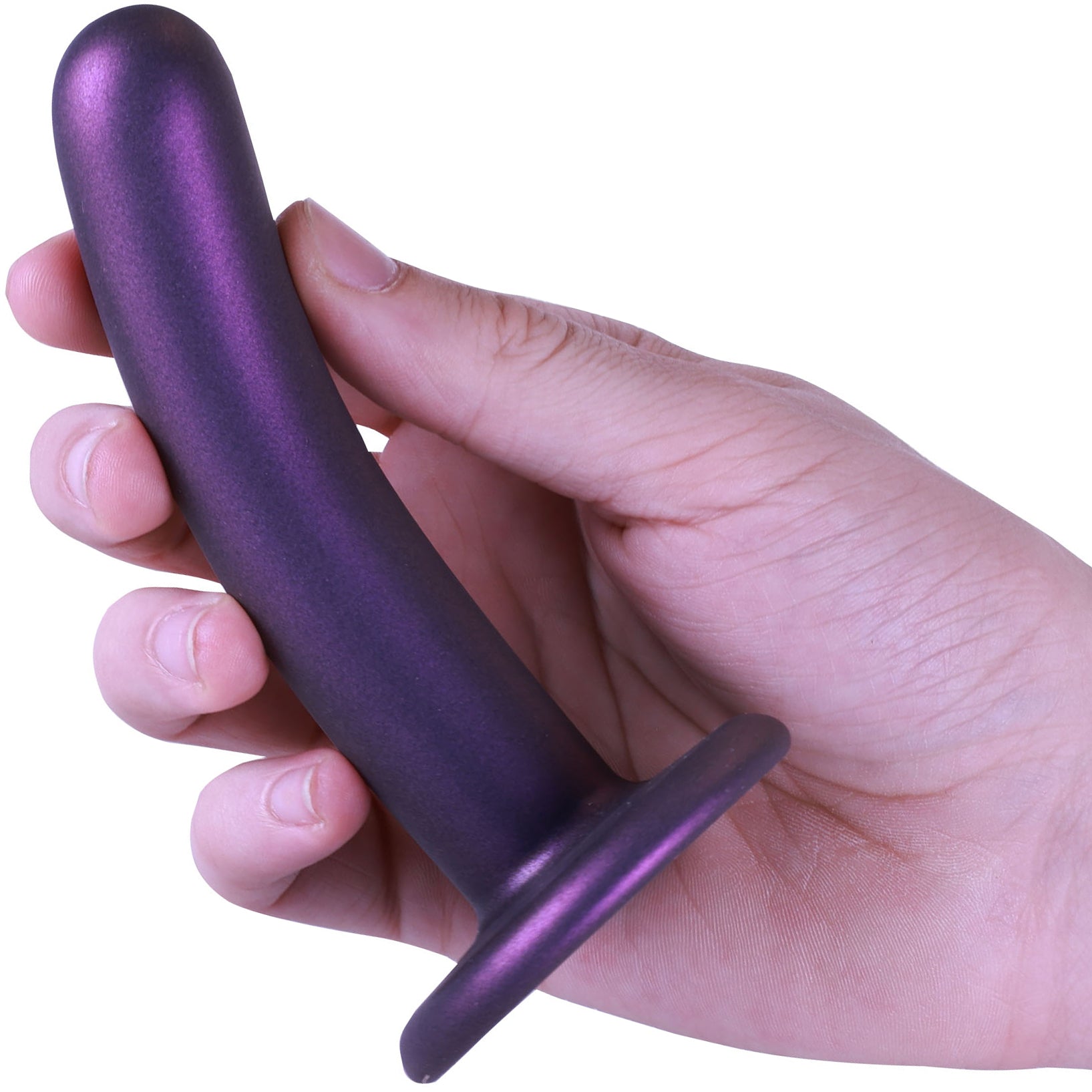 Ouch! 5" Smooth Silicone G-Spot Dildo - Metallic Purple