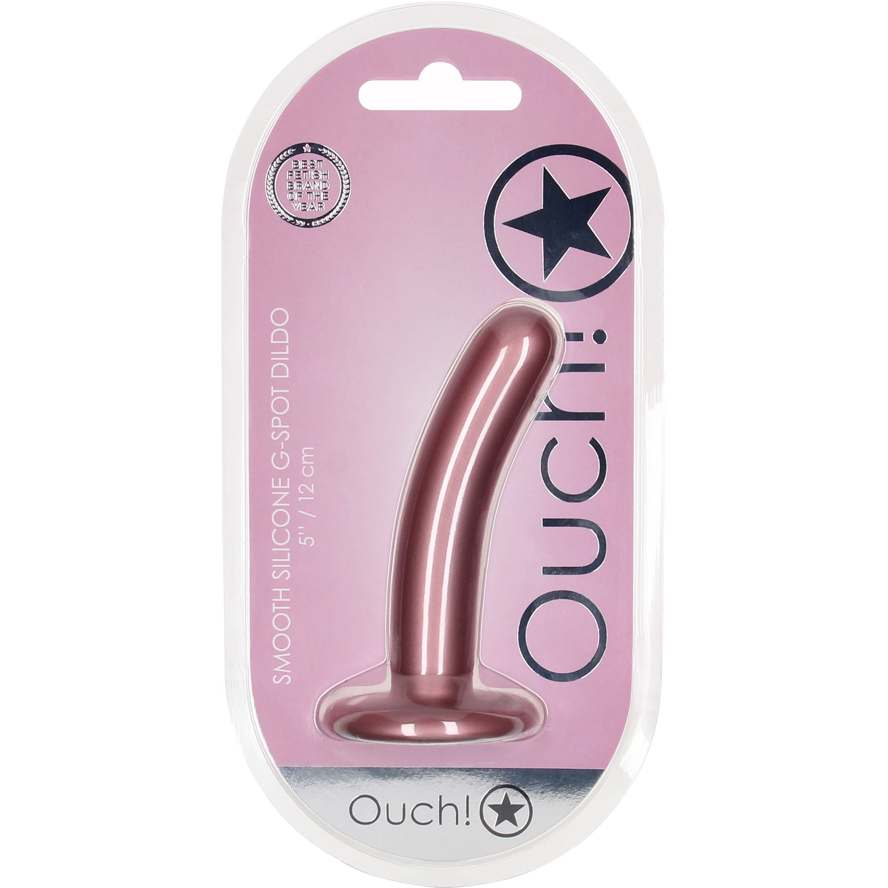 Ouch! 5" Smooth Silicone G-Spot Dildo - Rose Gold