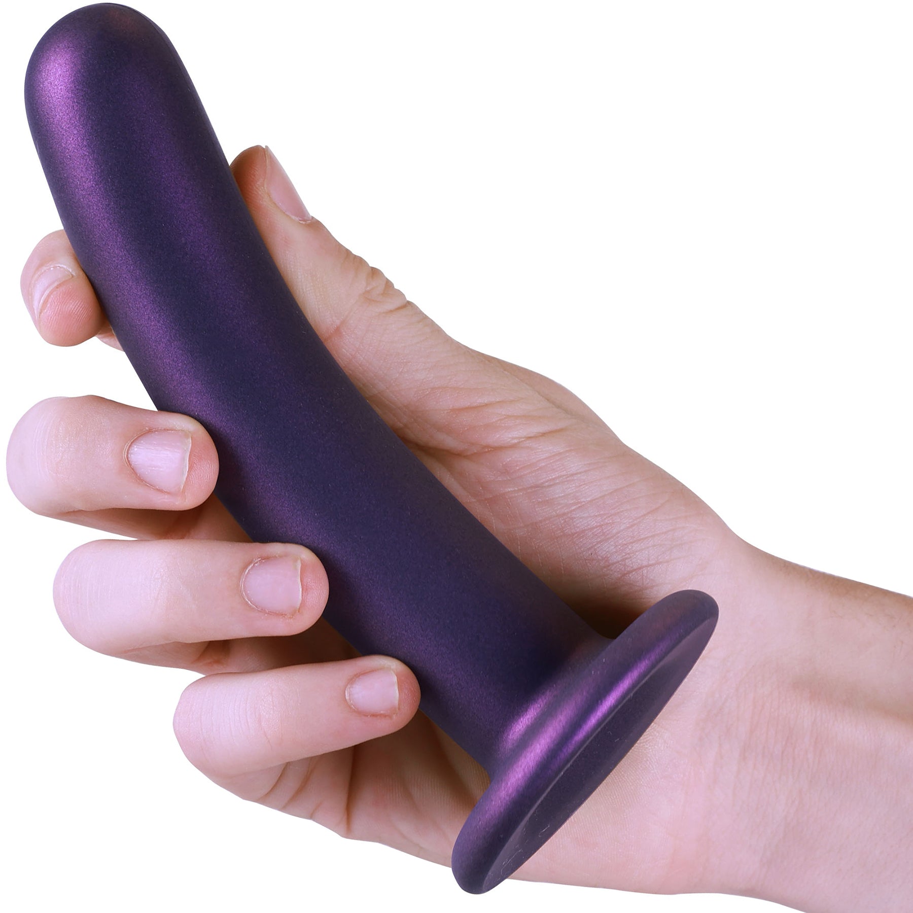 Ouch! 6" Smooth Silicone G-Spot Dildo - Metallic Purple