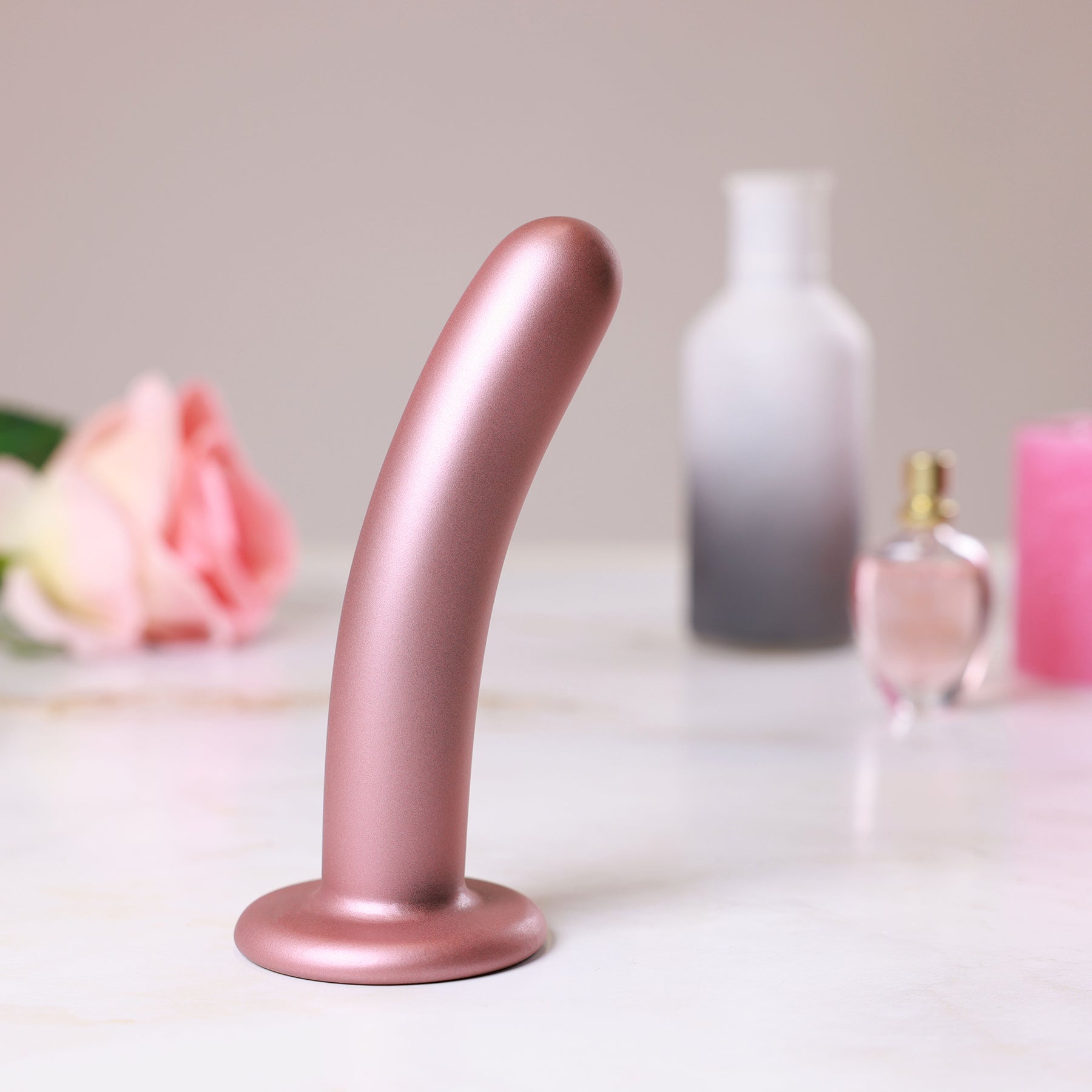 Ouch! 6" Smooth Silicone G-Spot Dildo - Rose Gold