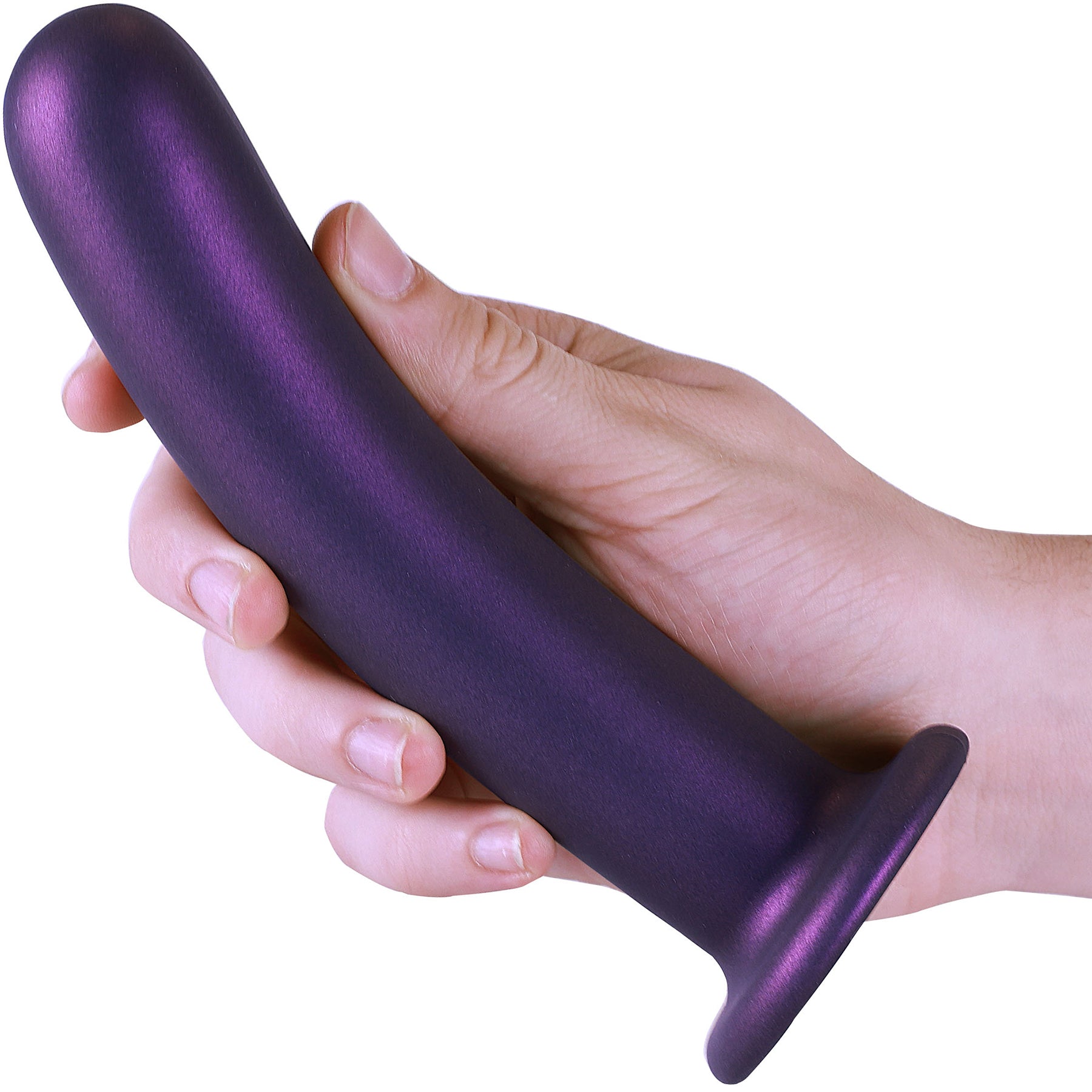 Ouch! 7" Smooth Silicone G-Spot Dildo - Metallic Purple