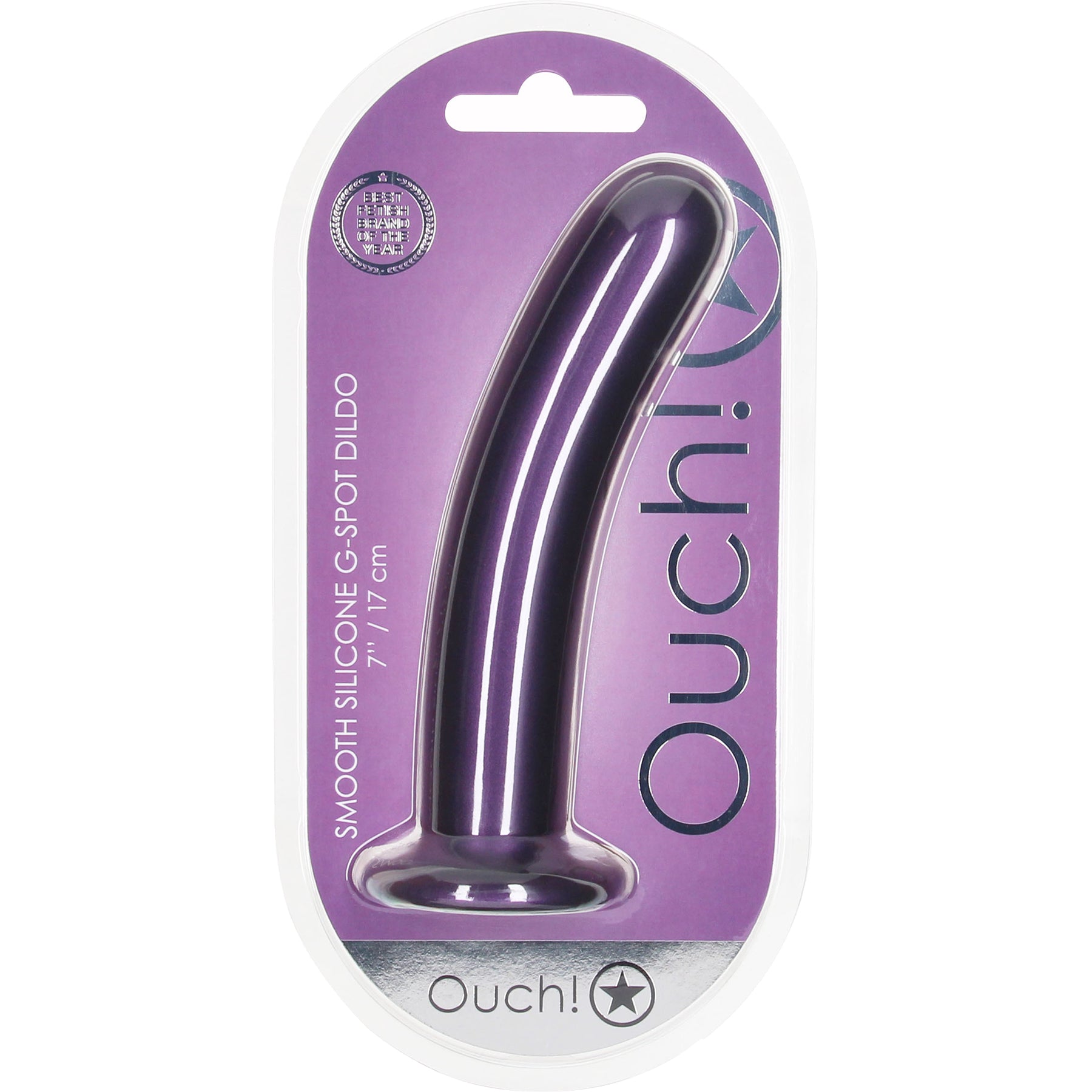 Ouch! 7" Smooth Silicone G-Spot Dildo - Metallic Purple