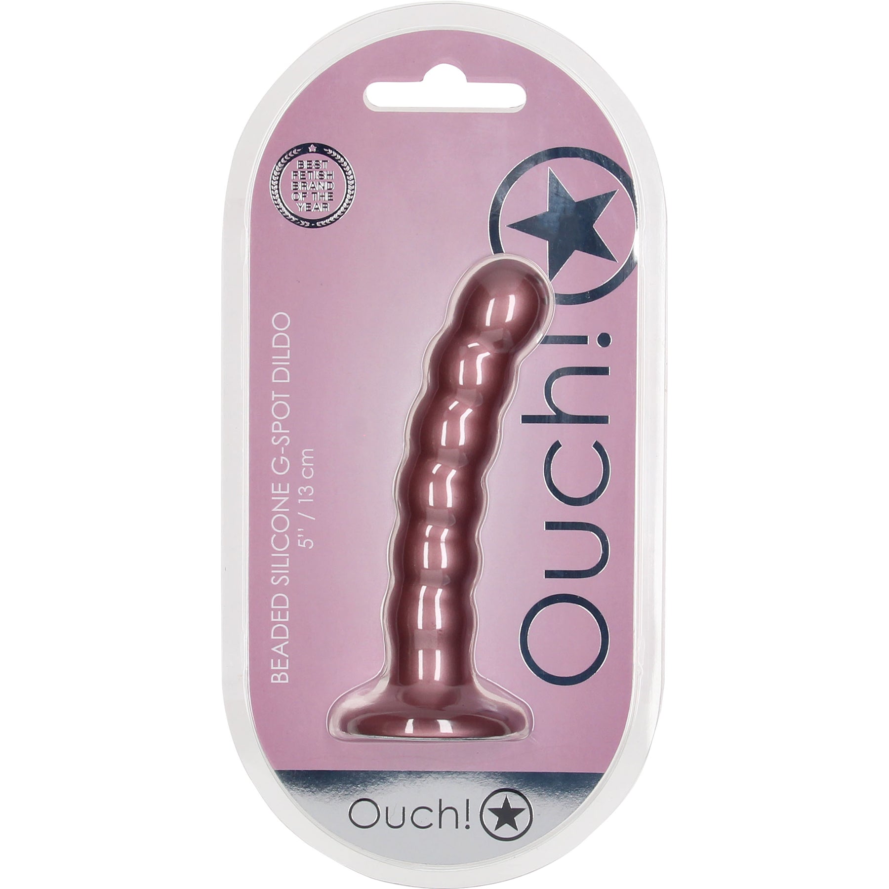 Ouch! 5" Beaded Silicone G-Spot Dildo - Rose Gold