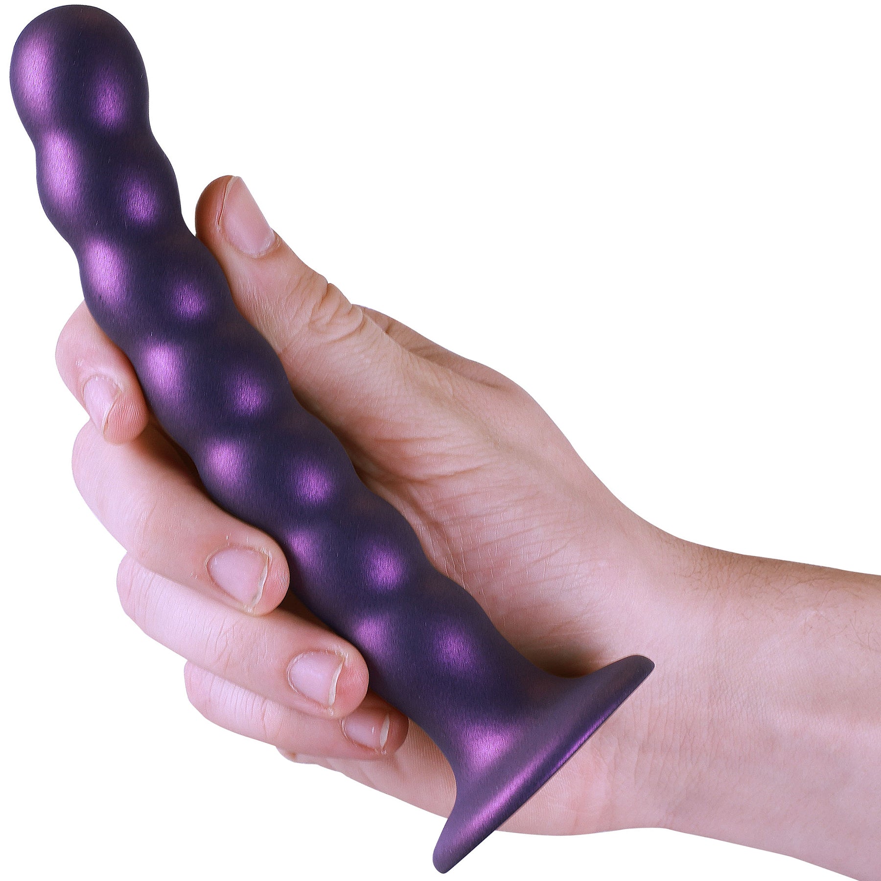 Ouch! 6.5" Beaded Silicone G-Spot Dildo - Metallic Purple