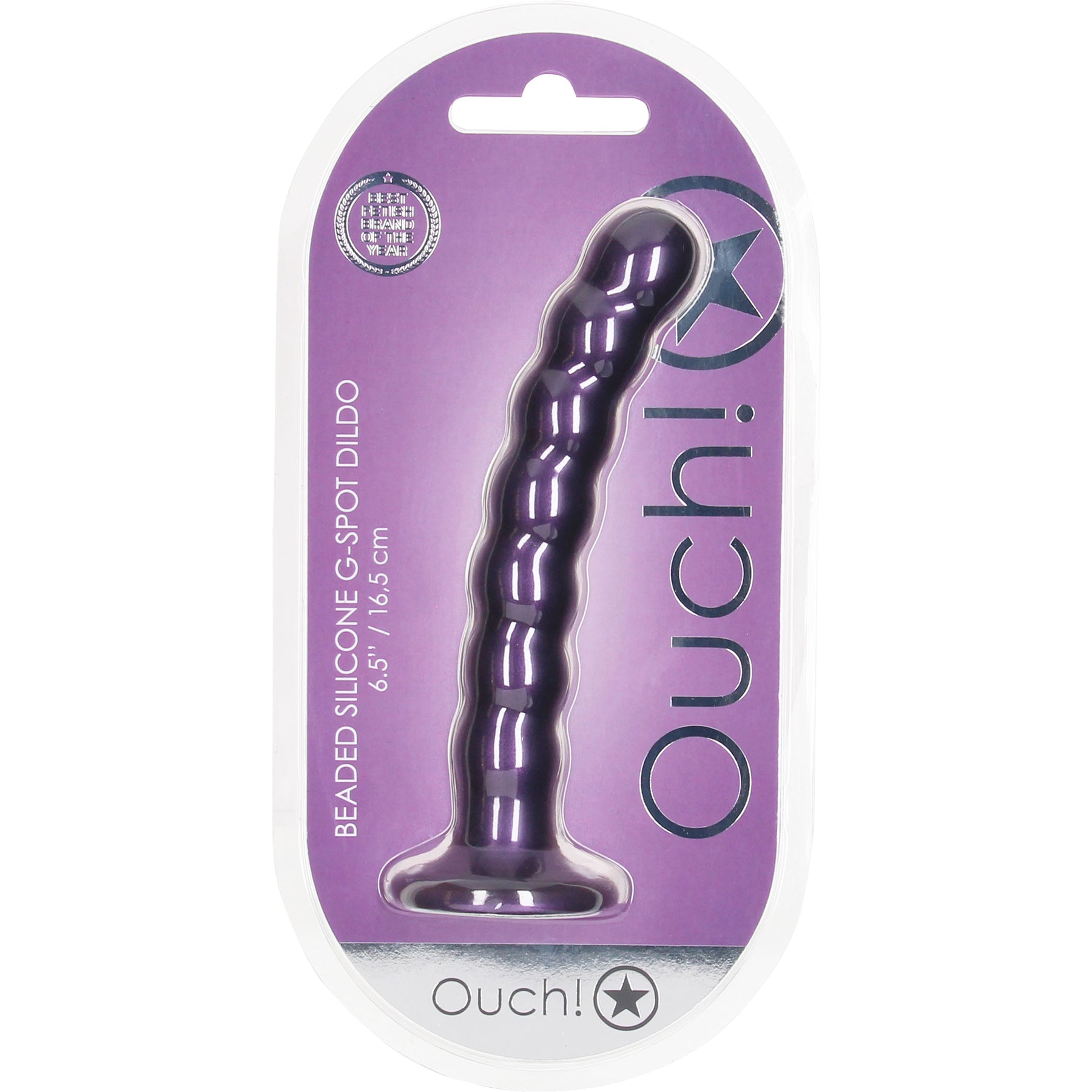 Ouch! 6.5" Beaded Silicone G-Spot Dildo - Metallic Purple