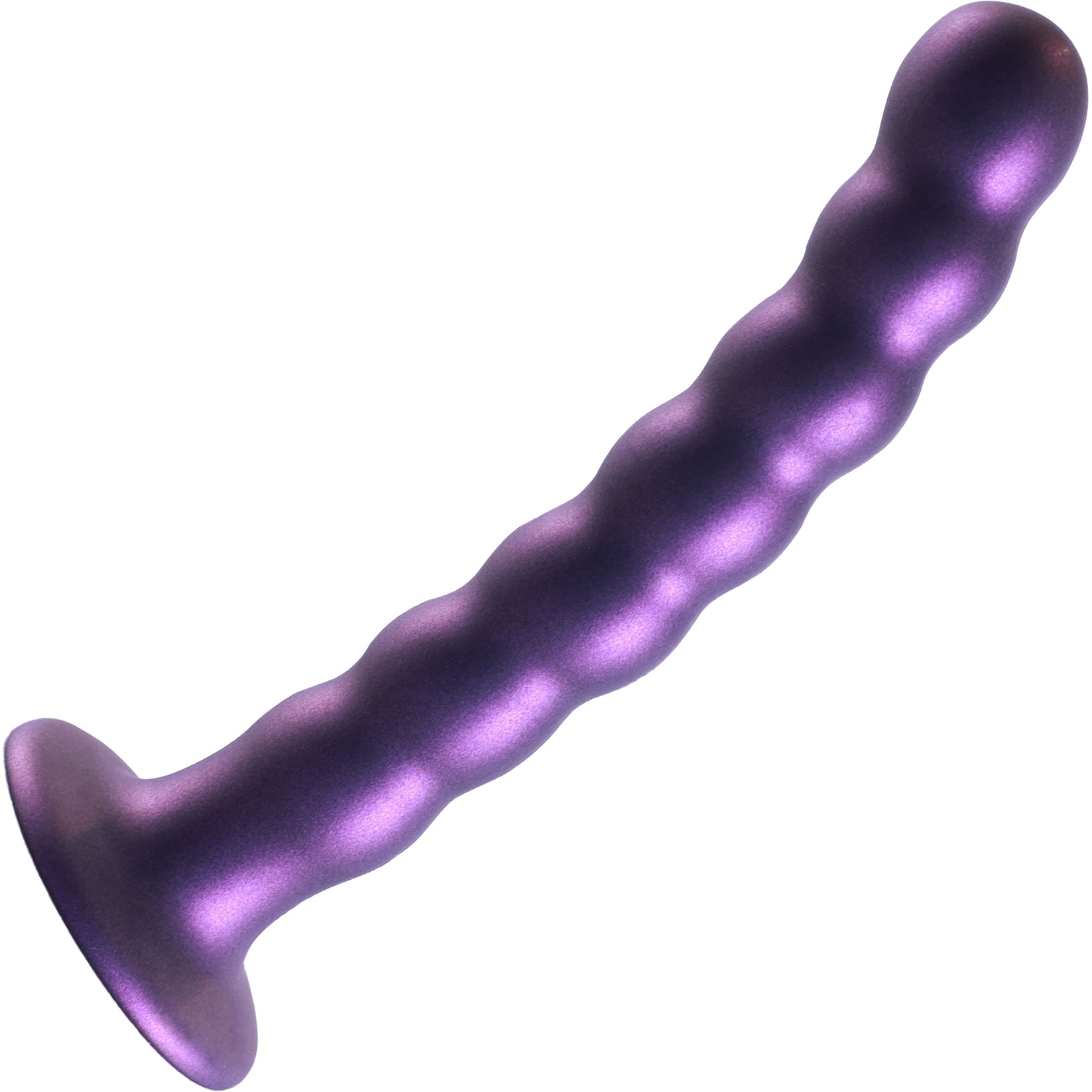 Ouch! 6.5" Beaded Silicone G-Spot Dildo - Metallic Purple