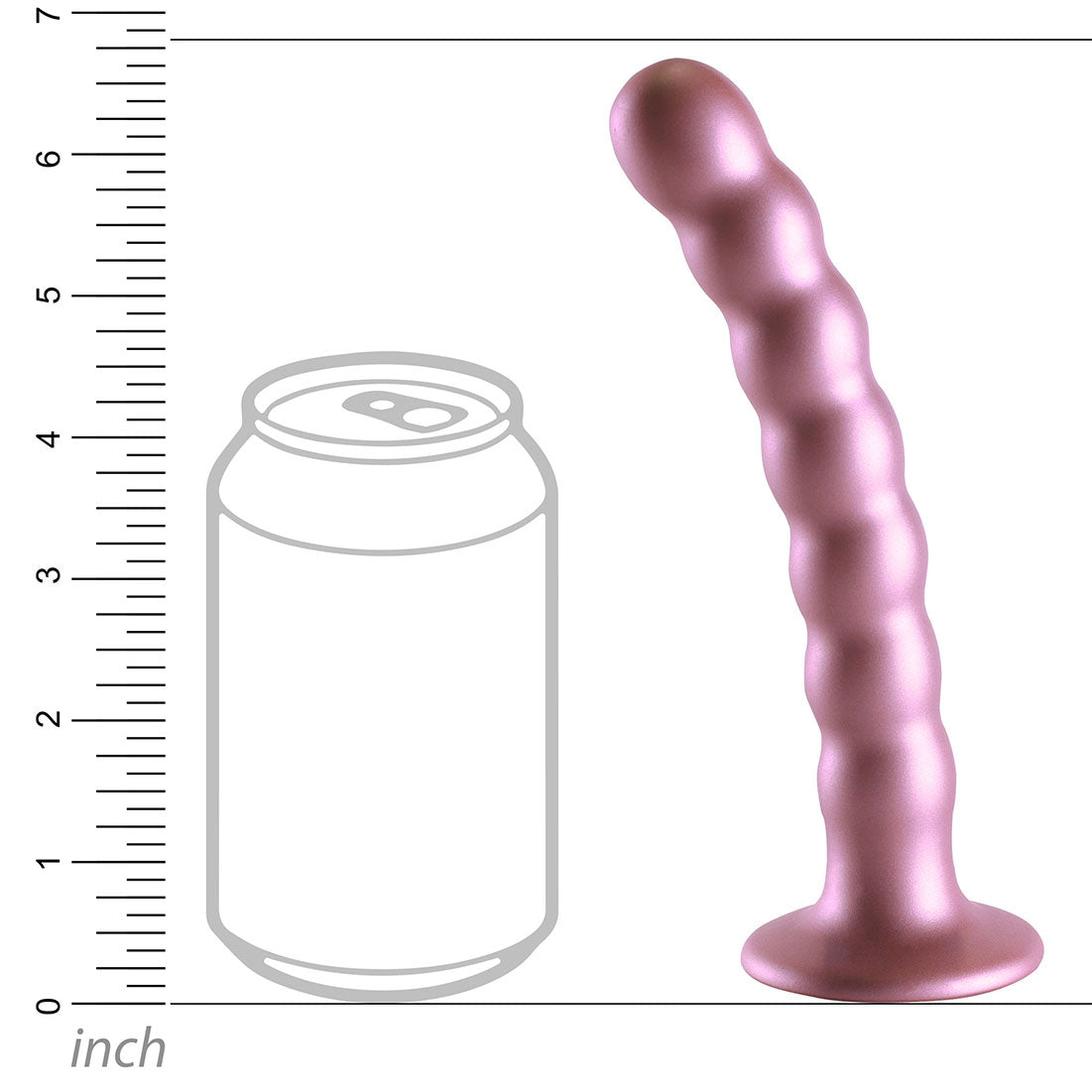 Ouch! 6.5" Beaded Silicone G-Spot Dildo - Rose Gold Size Chart