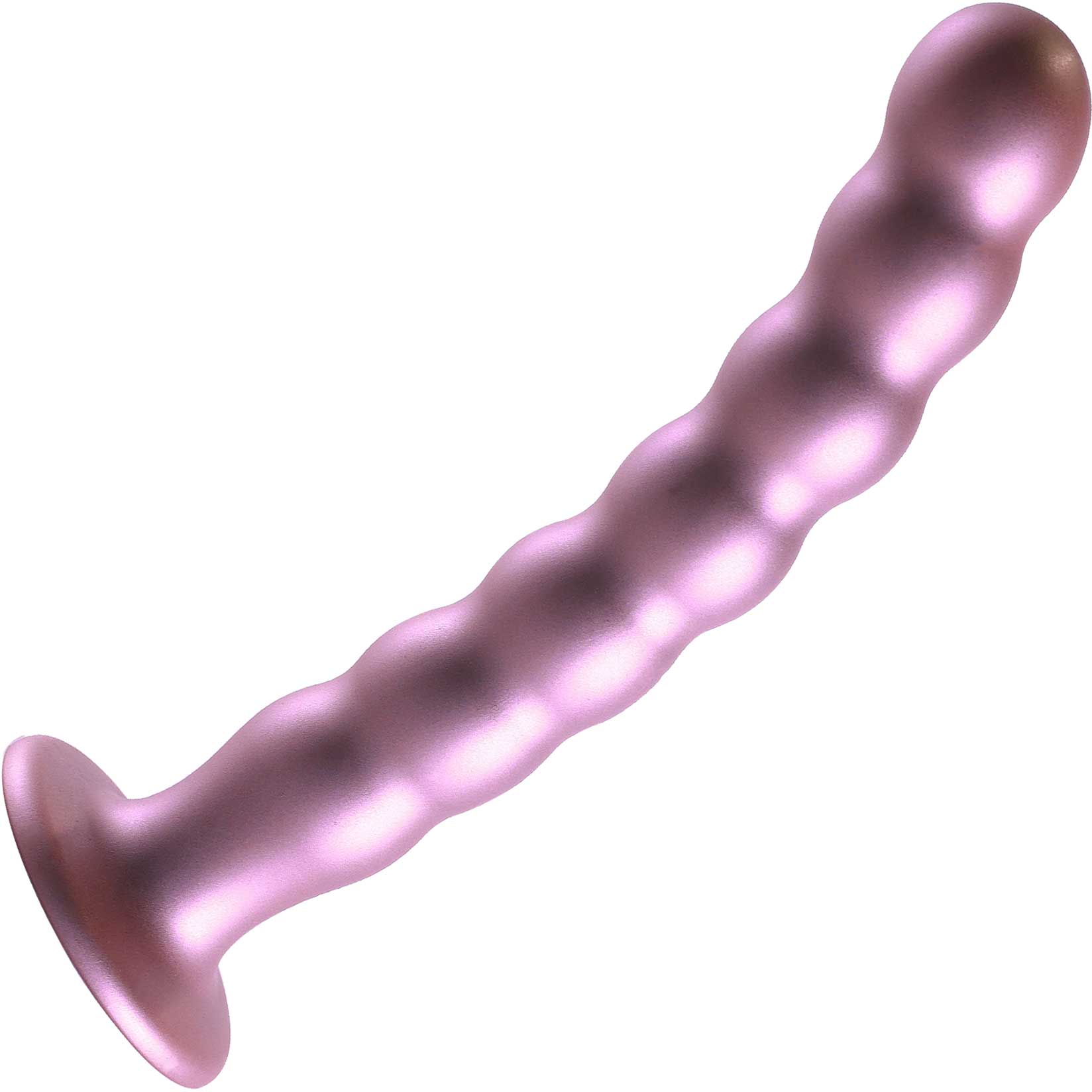 Ouch! 8" Beaded Silicone Suction Cup G-Spot Dildo - Rose Gold