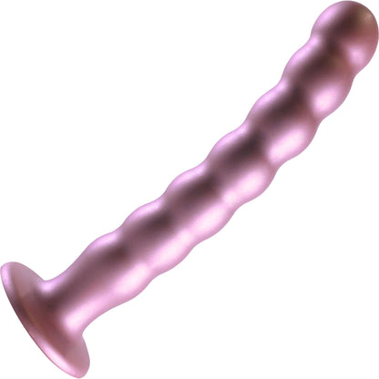 Ouch! 8" Beaded Silicone Suction Cup G-Spot Dildo - Rose Gold