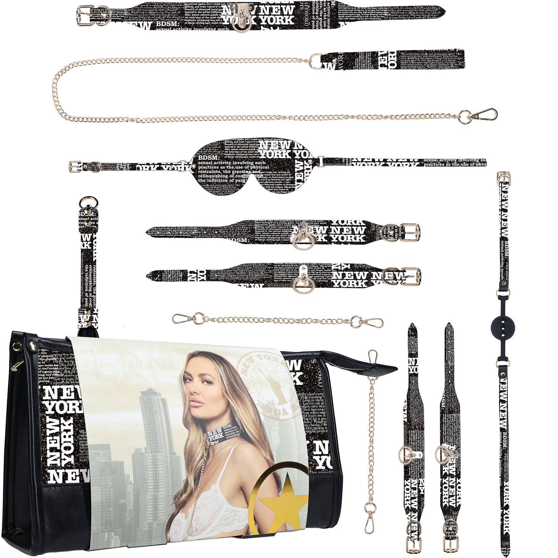 Ouch! NY Collection - 9 Piece Bondage Kit With Bag