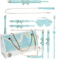 Ouch! Paris Collection - 9 Piece Bondage Kit With Bag - Turquoise