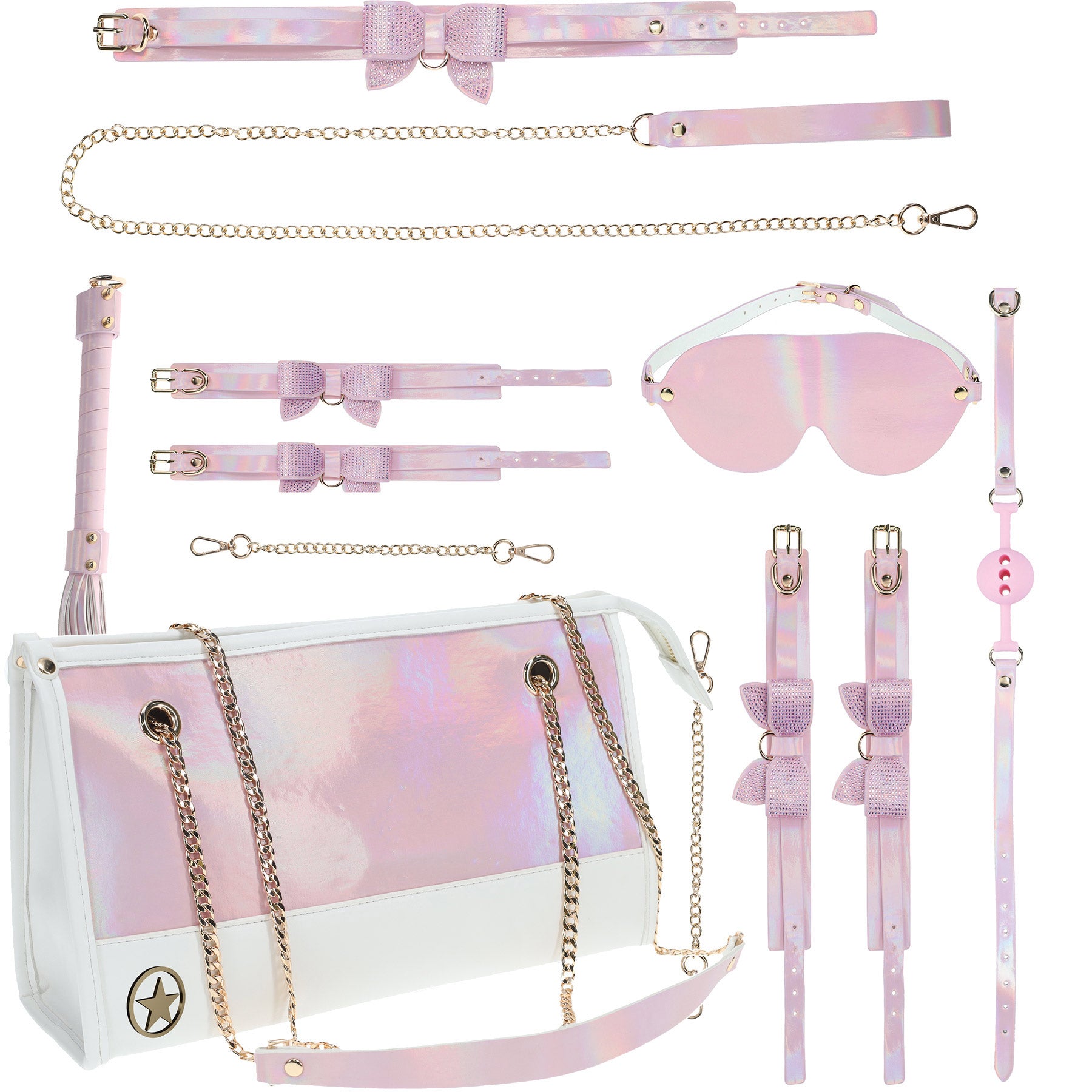 Ouch! Paris Collection - 9 Piece Bondage Kit With Bag - Pink