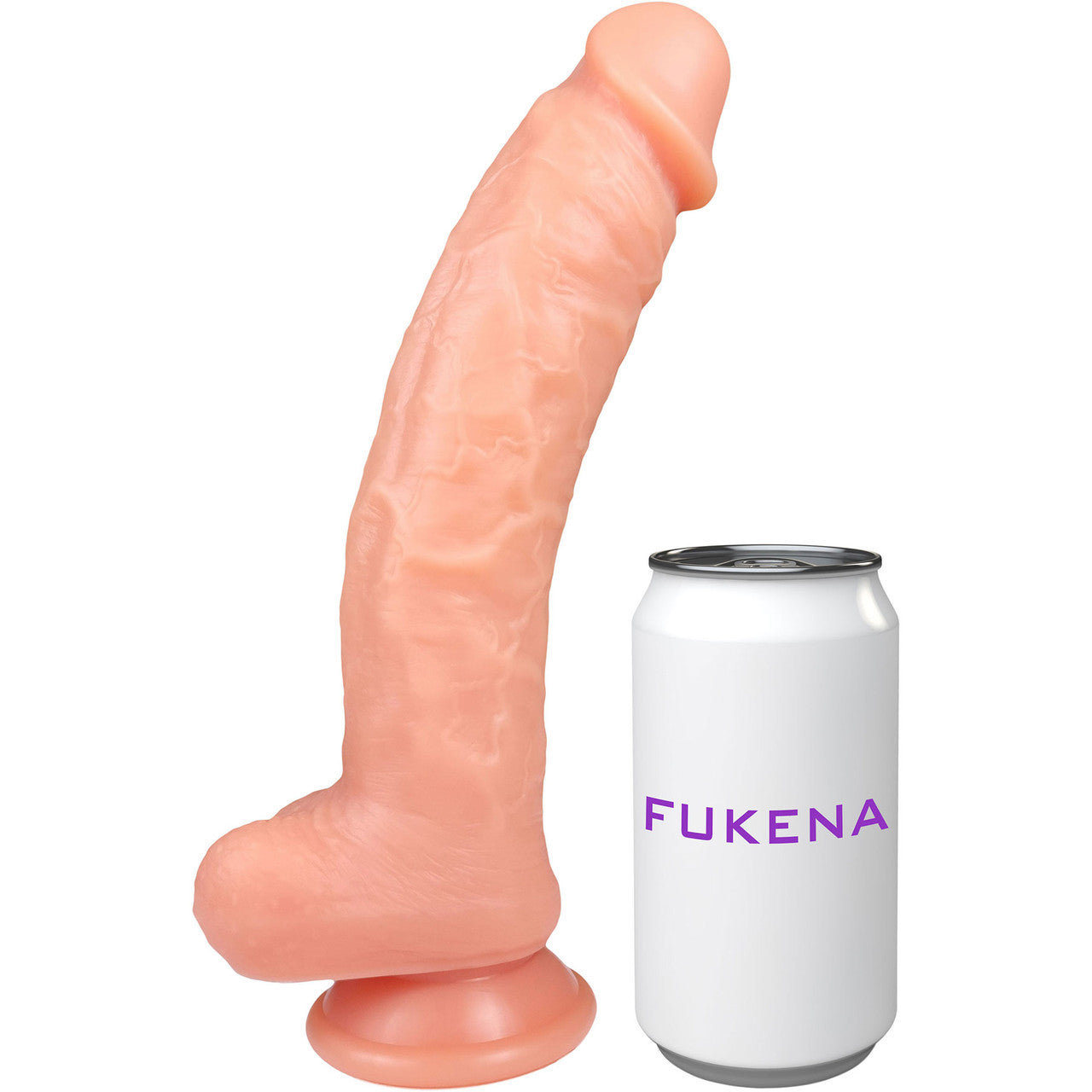 The Showoff 8.5 Inch Silicone Realistic Dildo With Balls & Suction Cup Base By Fukena - Vanilla