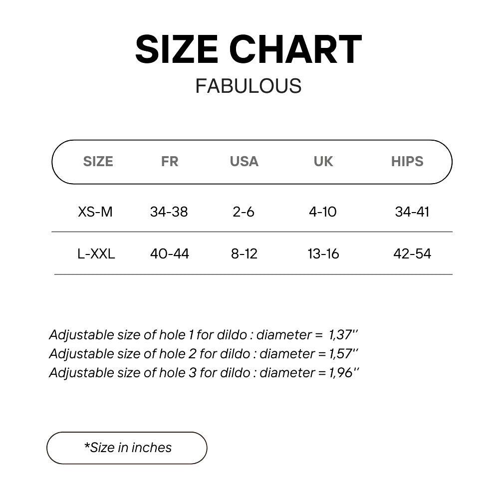 Strap-on-Me Fabulous Faux Leather Harness - Size Chart