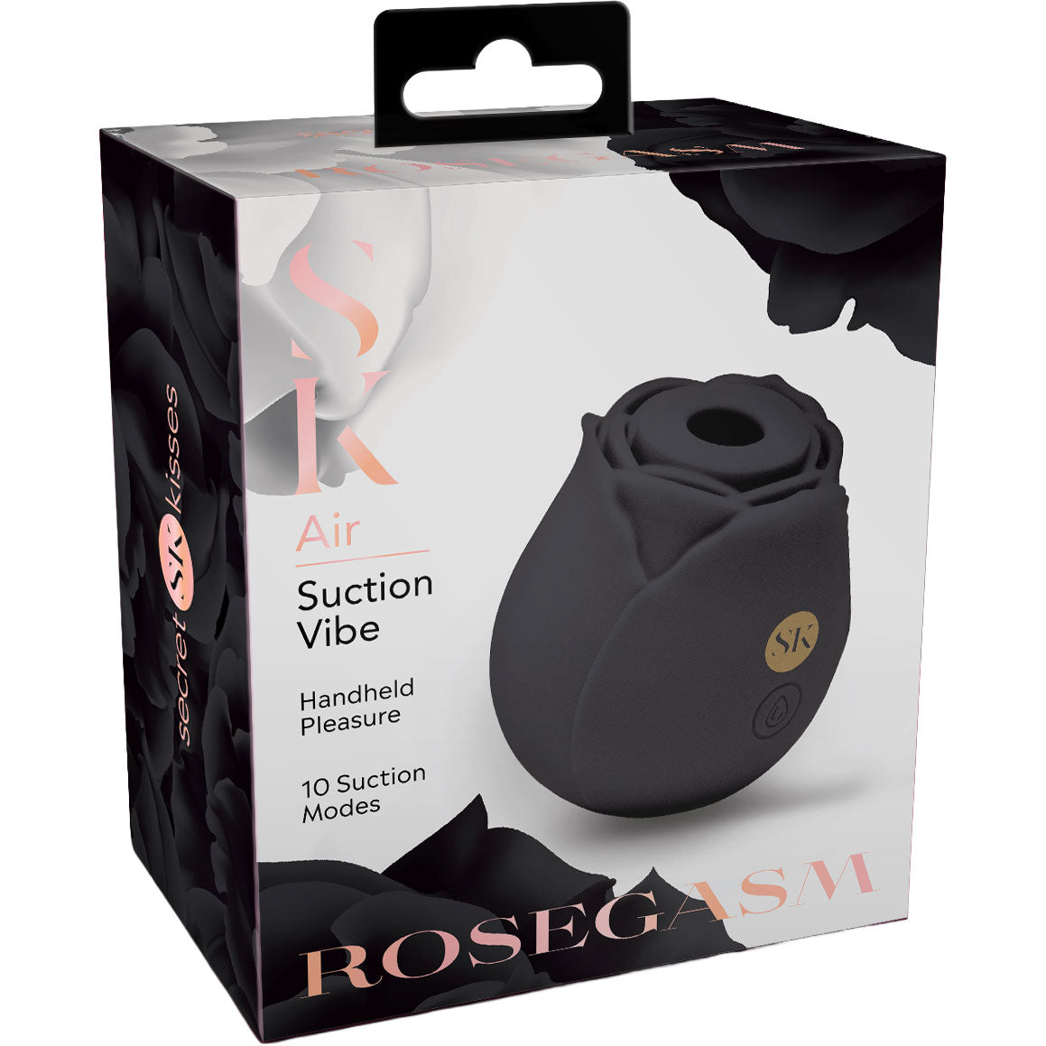 Secret Kisses Rosegasm Rechargeable Silicone Clitoral Pressure Wave Stimulator - Black
