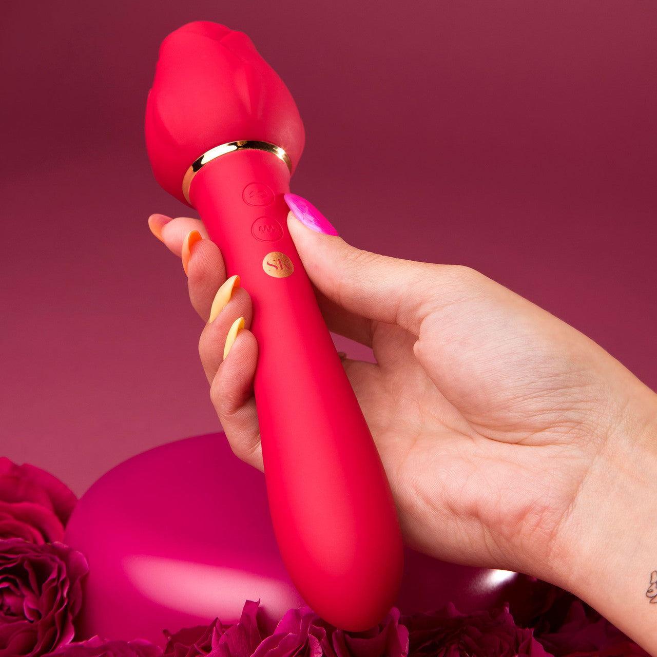 Secret Kisses Rosegasm Lingo Rechargeable Silicone Double Ended Licking Vibrator