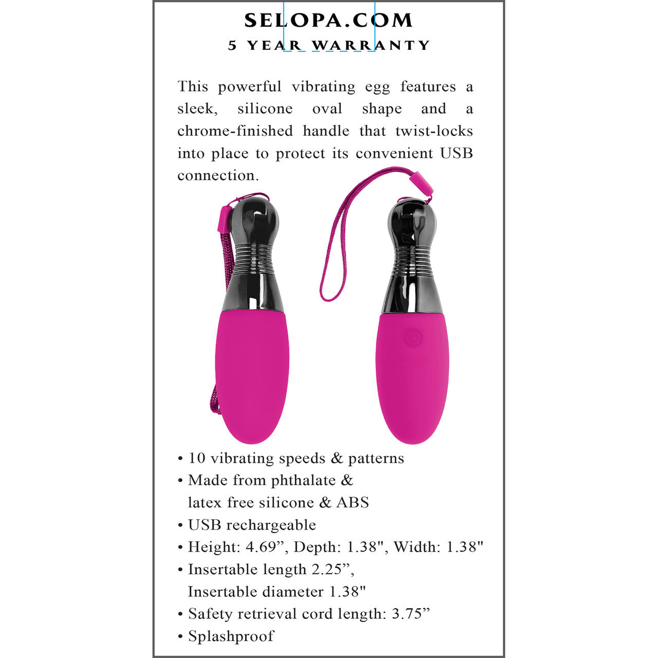 Selopa Companion Rechargeable Silicone Vibrating Egg - Pink